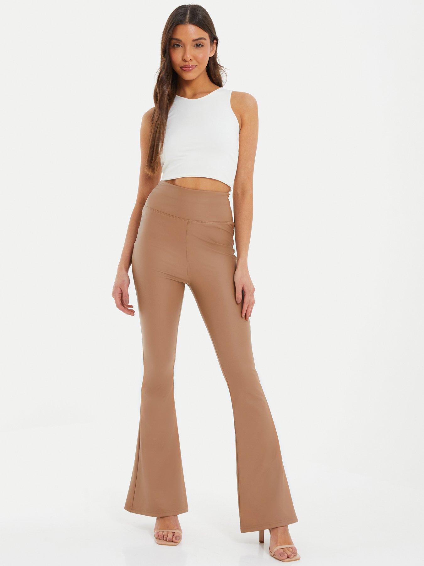 Quiz Brown Faux Leather Flare Leggings