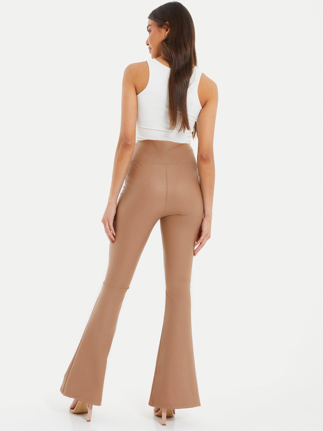 Quiz Brown Faux Leather Flare Leggings