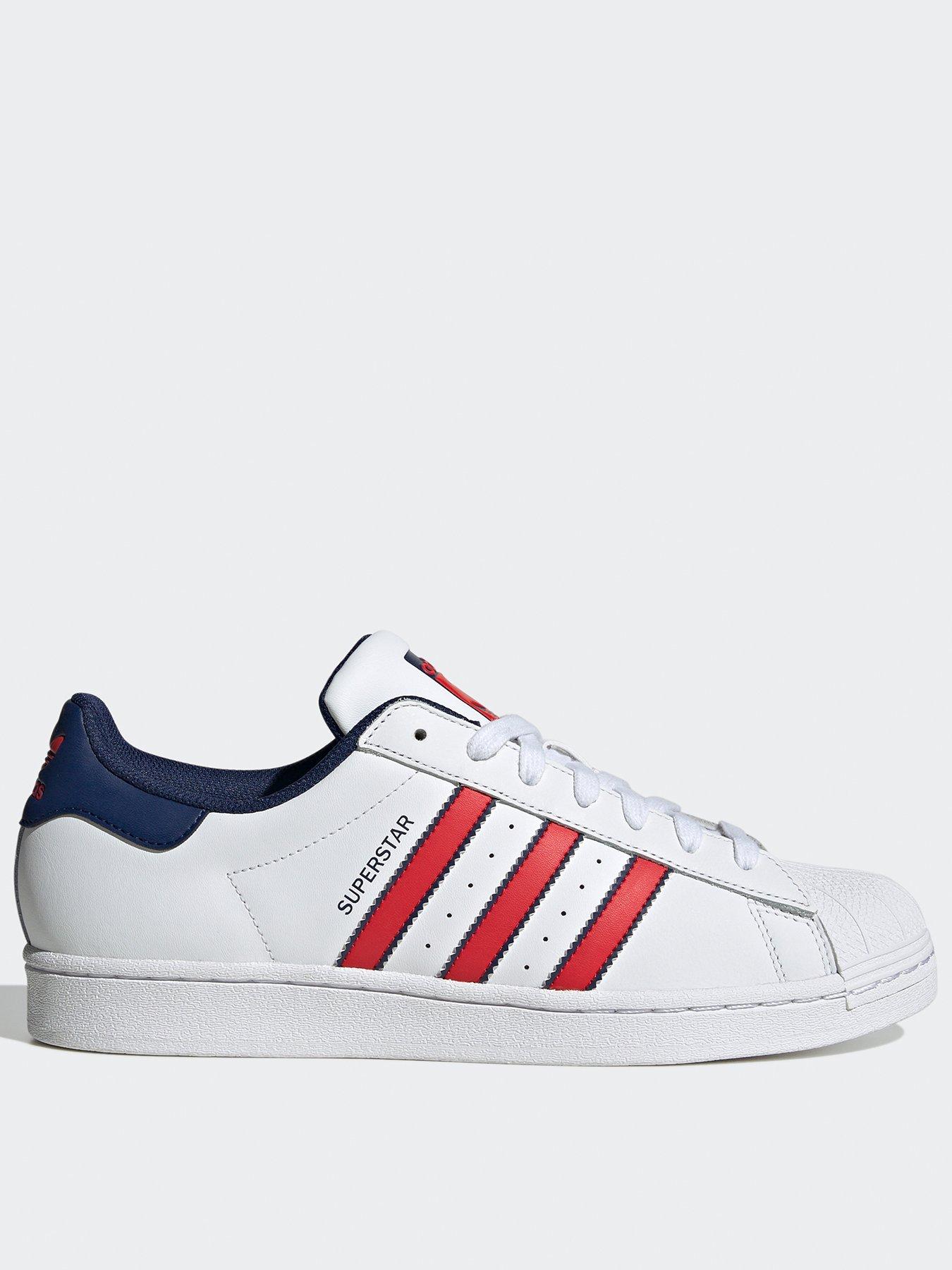 adidas Originals Mens Superstar Trainers White Red Very