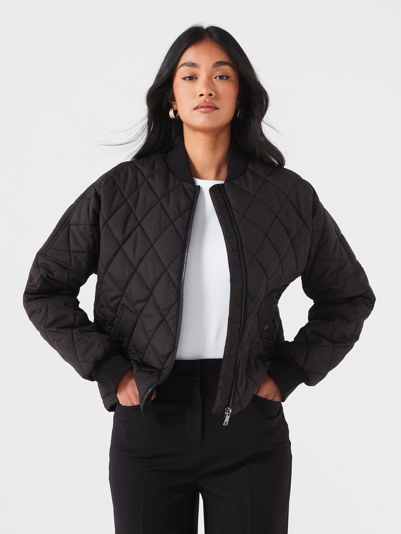 Black padded bomber jacket best sale