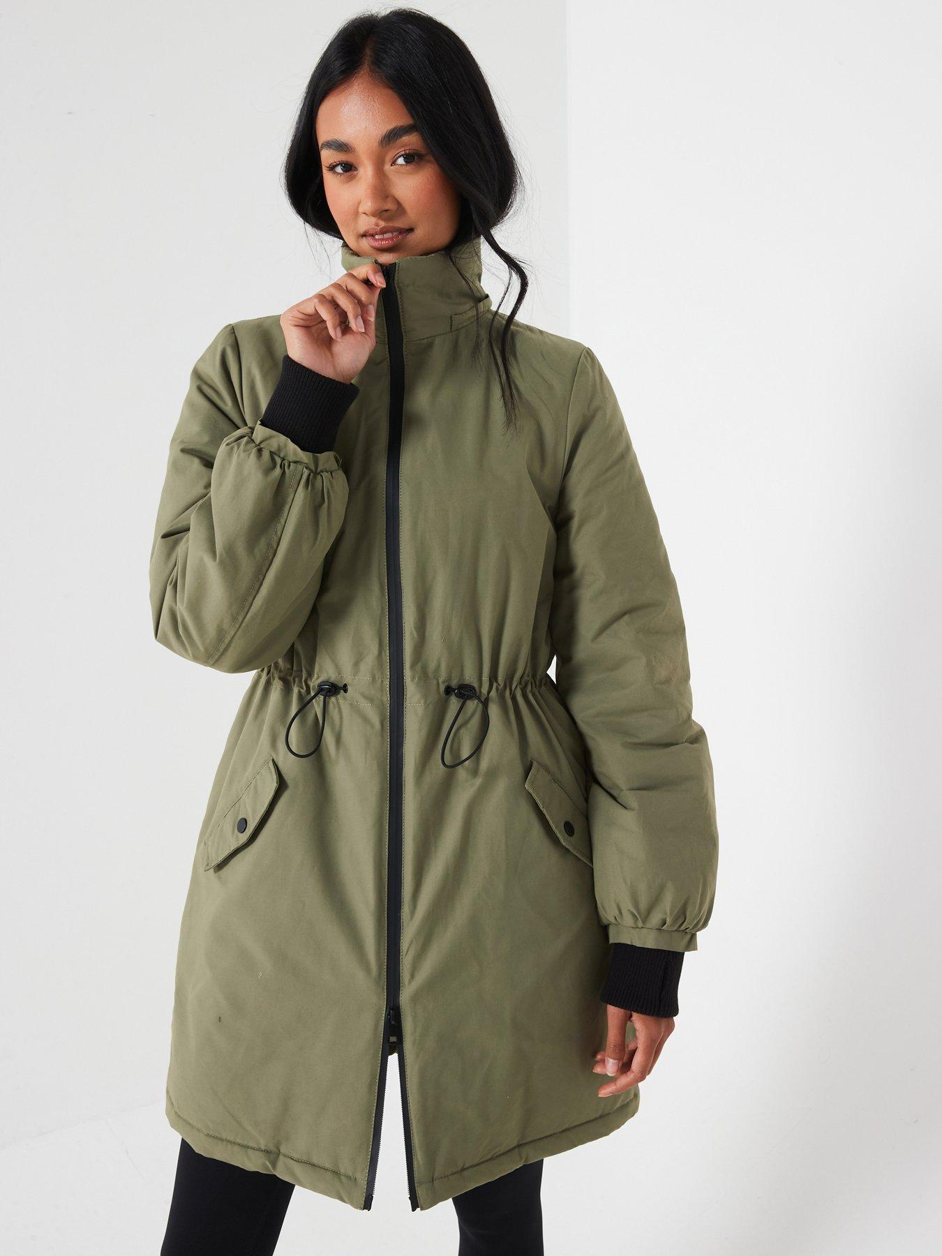 undefined Padded Hooded Parka - Khaki