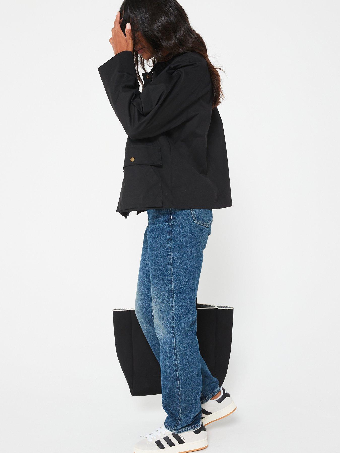 V by Very Waxed Jacket With Corduroy Collar - Black | Very