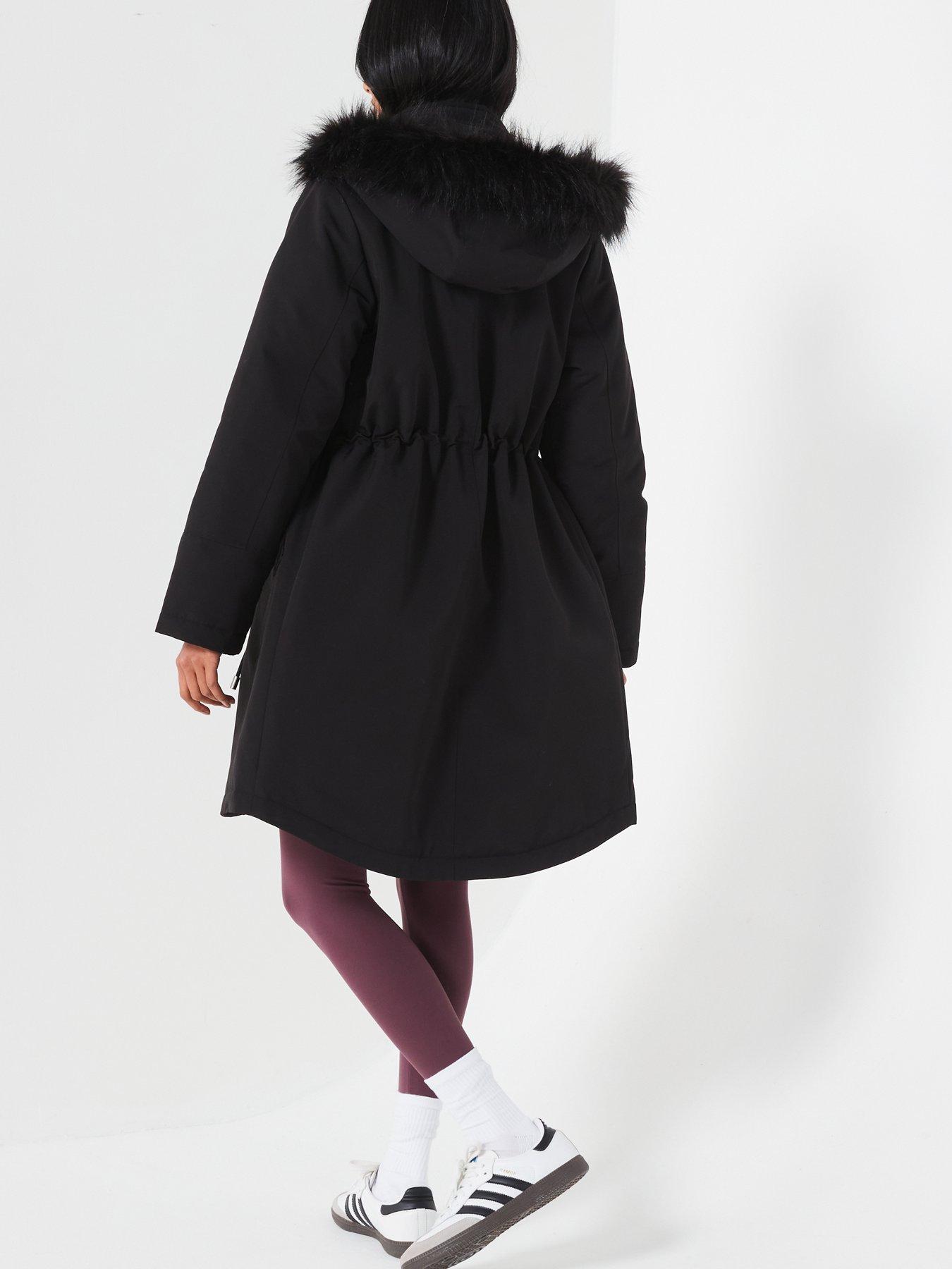 Everyday Ultimate Parka Hooded Coat Black Very