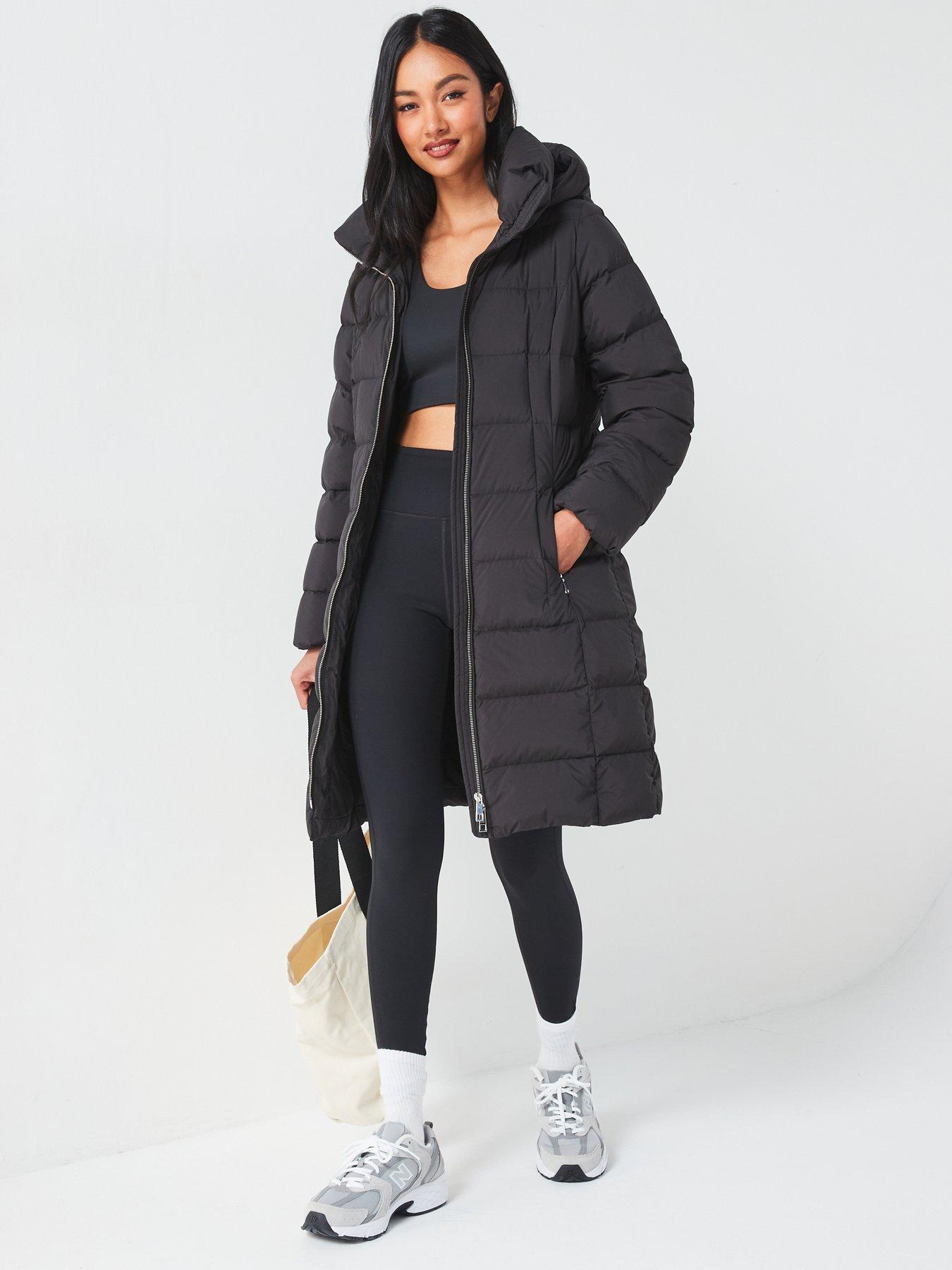 V by Very Padded Mid Length Coat Down Feather Rich Black Very