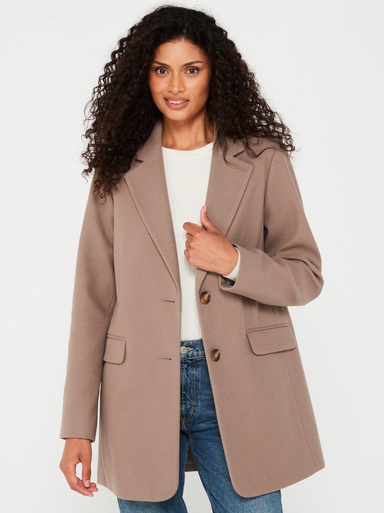 undefined Faux Wool Blazer - Beige