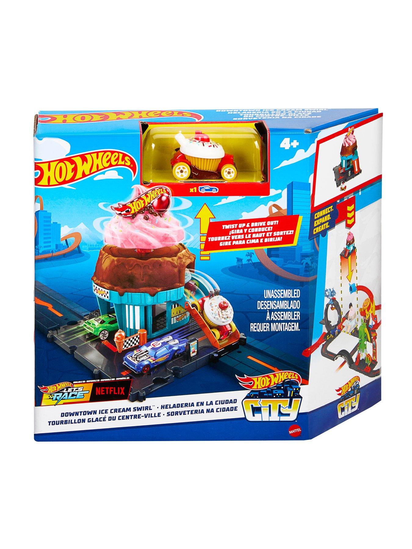Hot Wheels City Downtown Ice Cream Swirl Vehicle Playset | Very.co.uk