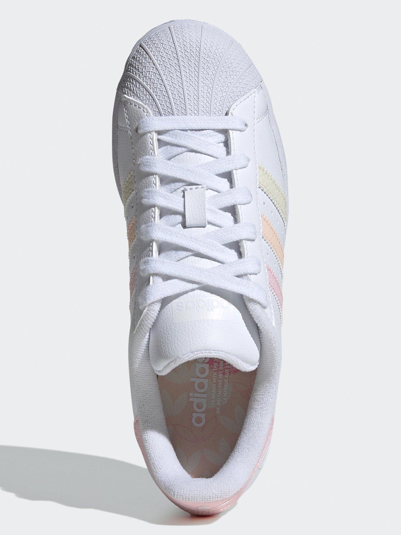 Adidas white & pink superstar trainers junior sale