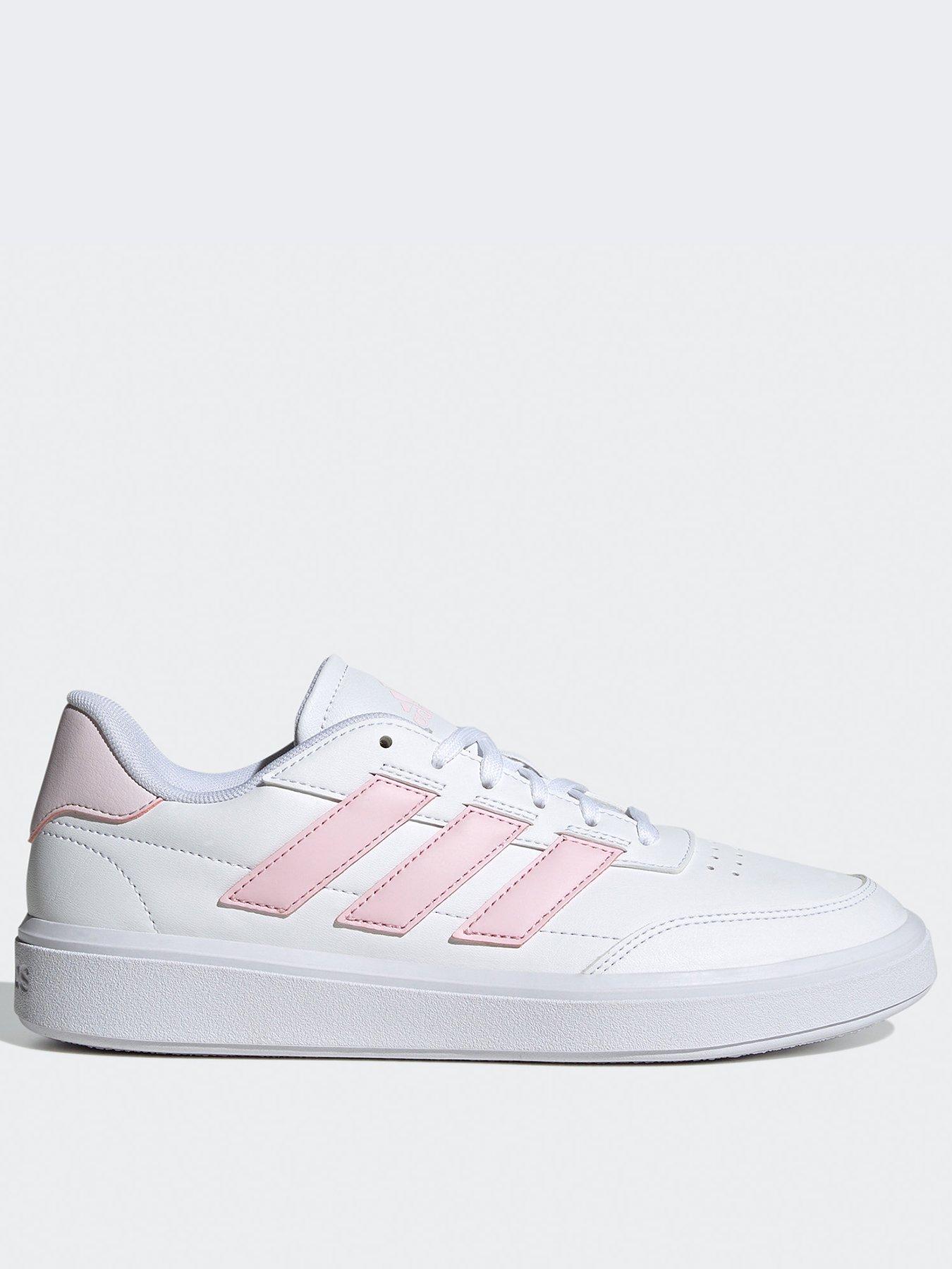 Pink and white adidas cheap trainers