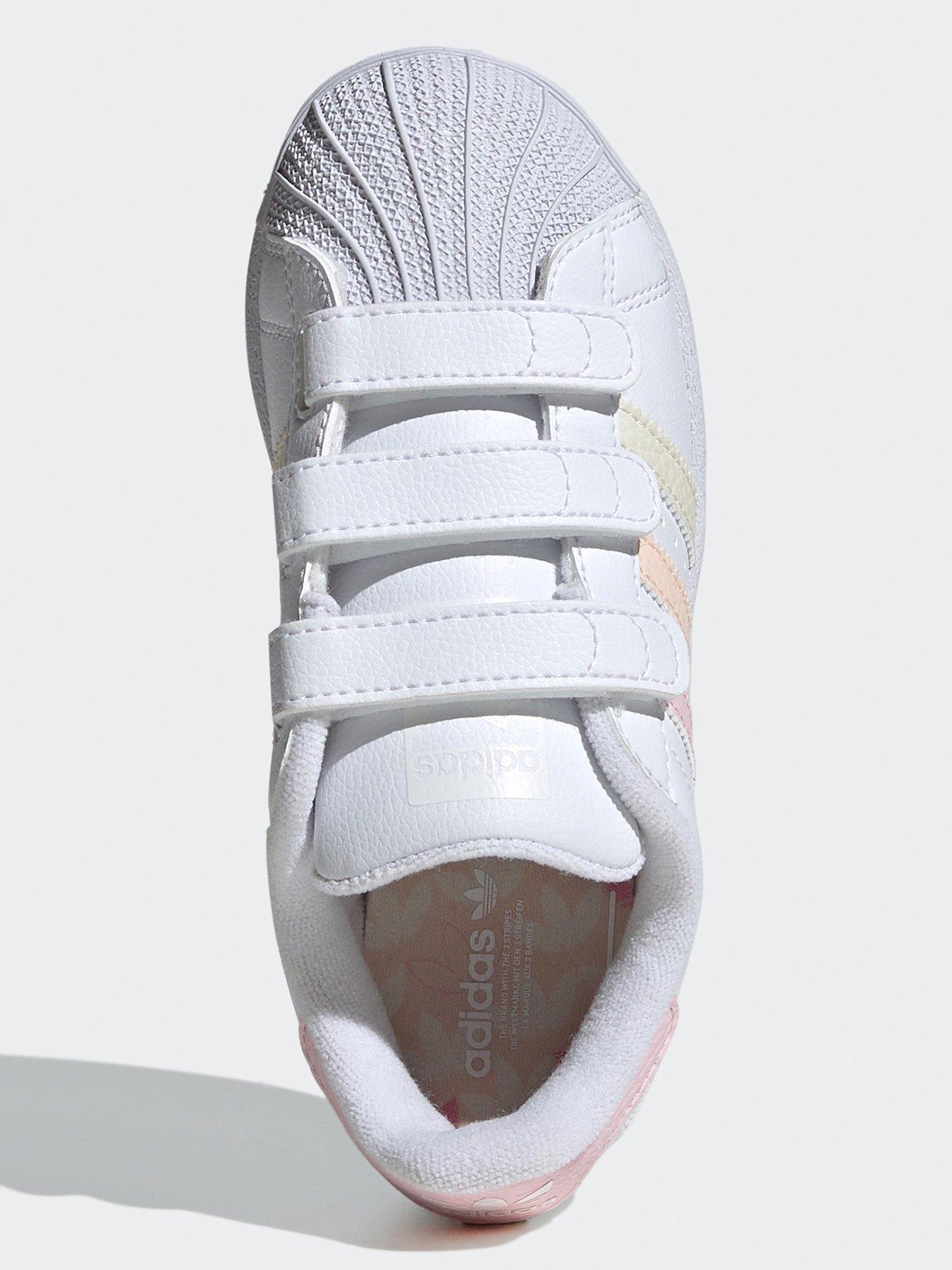adidas Originals Kids Girls Superstar Trainers White Pink Very