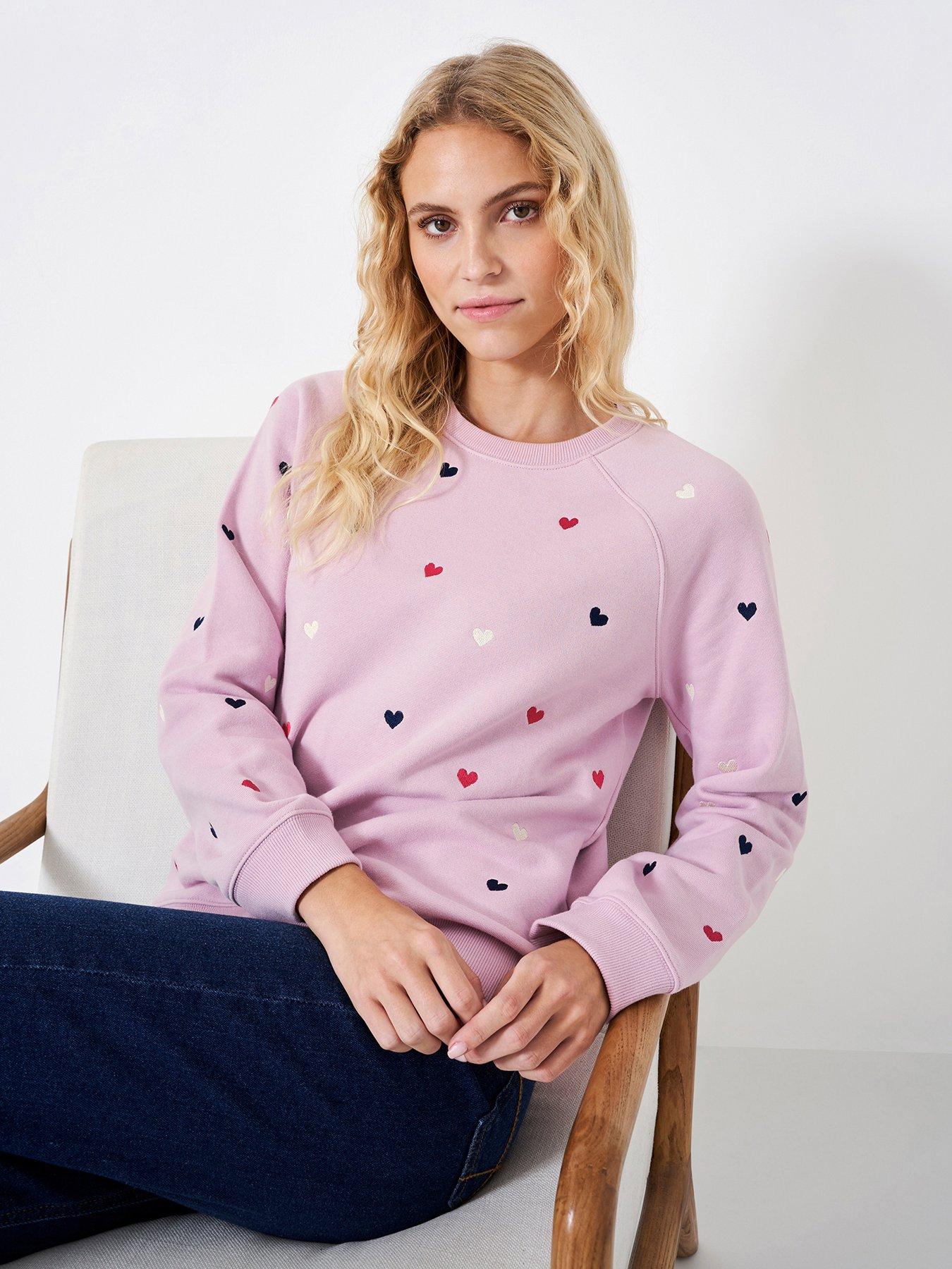 Crew Clothing Heart Embroidered Sweatshirt - Pink