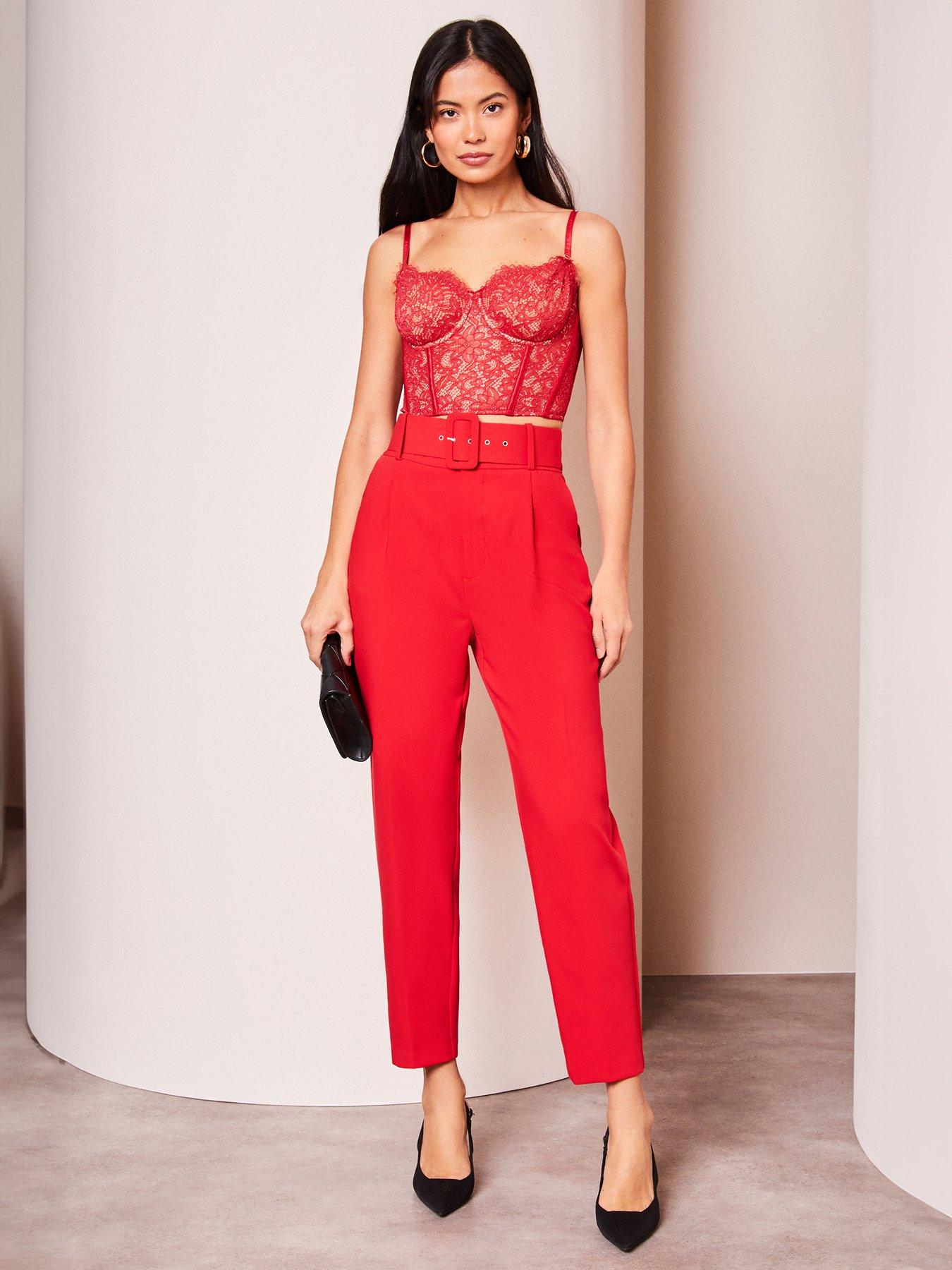 Image 3 of 4 of Lipsy Red Lace Corset - Red