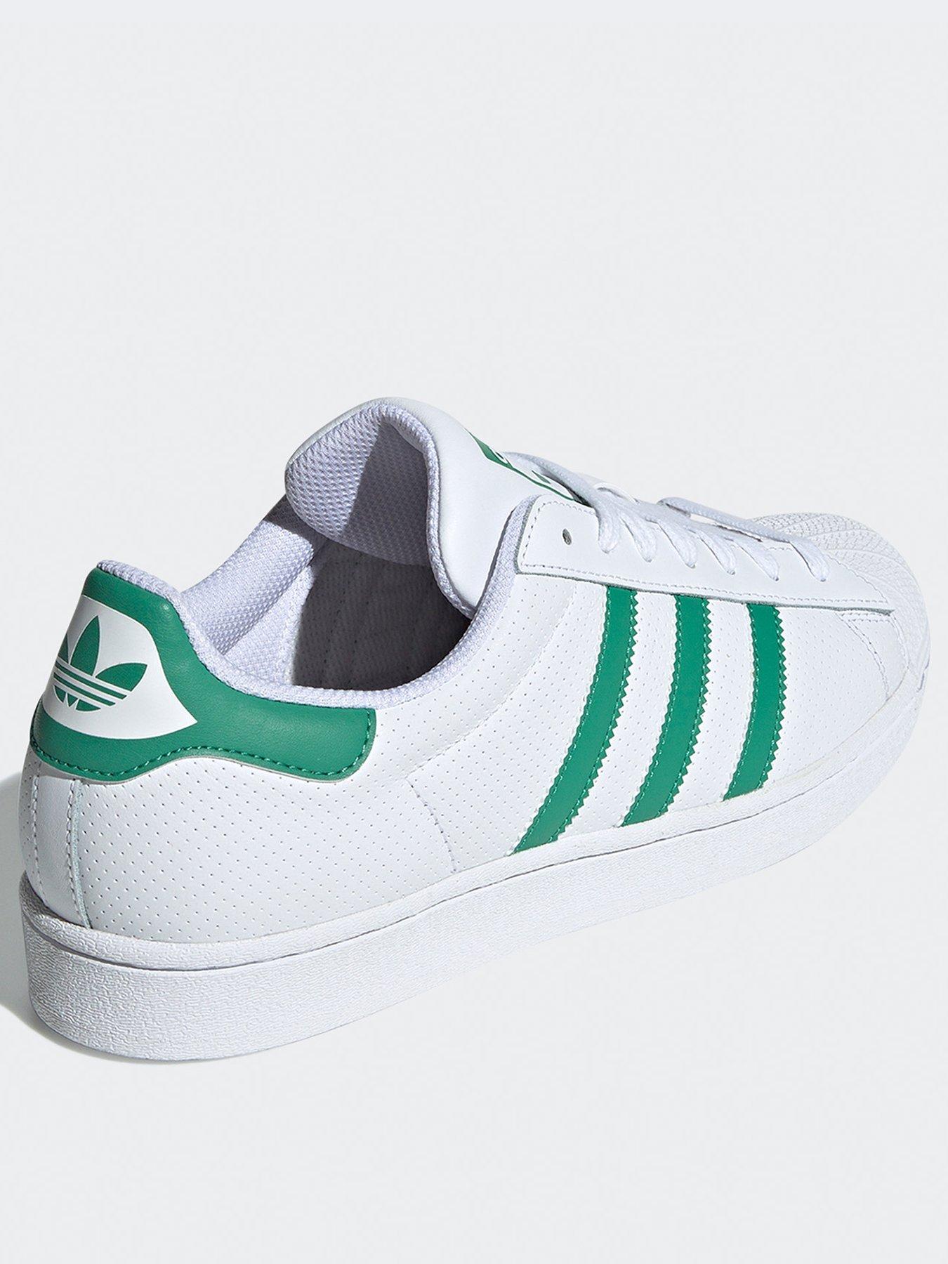 Mens Superstar Trainers White Green