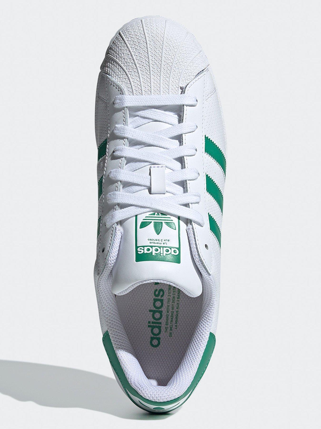 Mens Superstar Trainers White Green