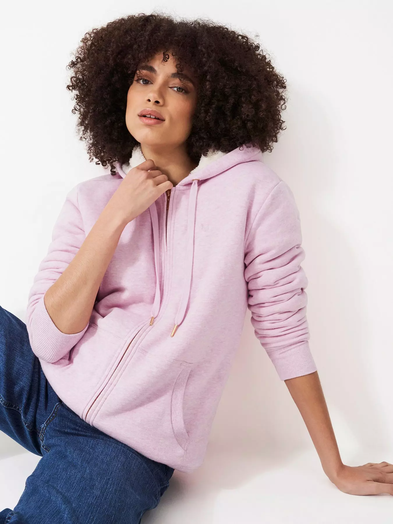 Women's Pink Heritage Zip Through Hoodie from Crew Clothing Company