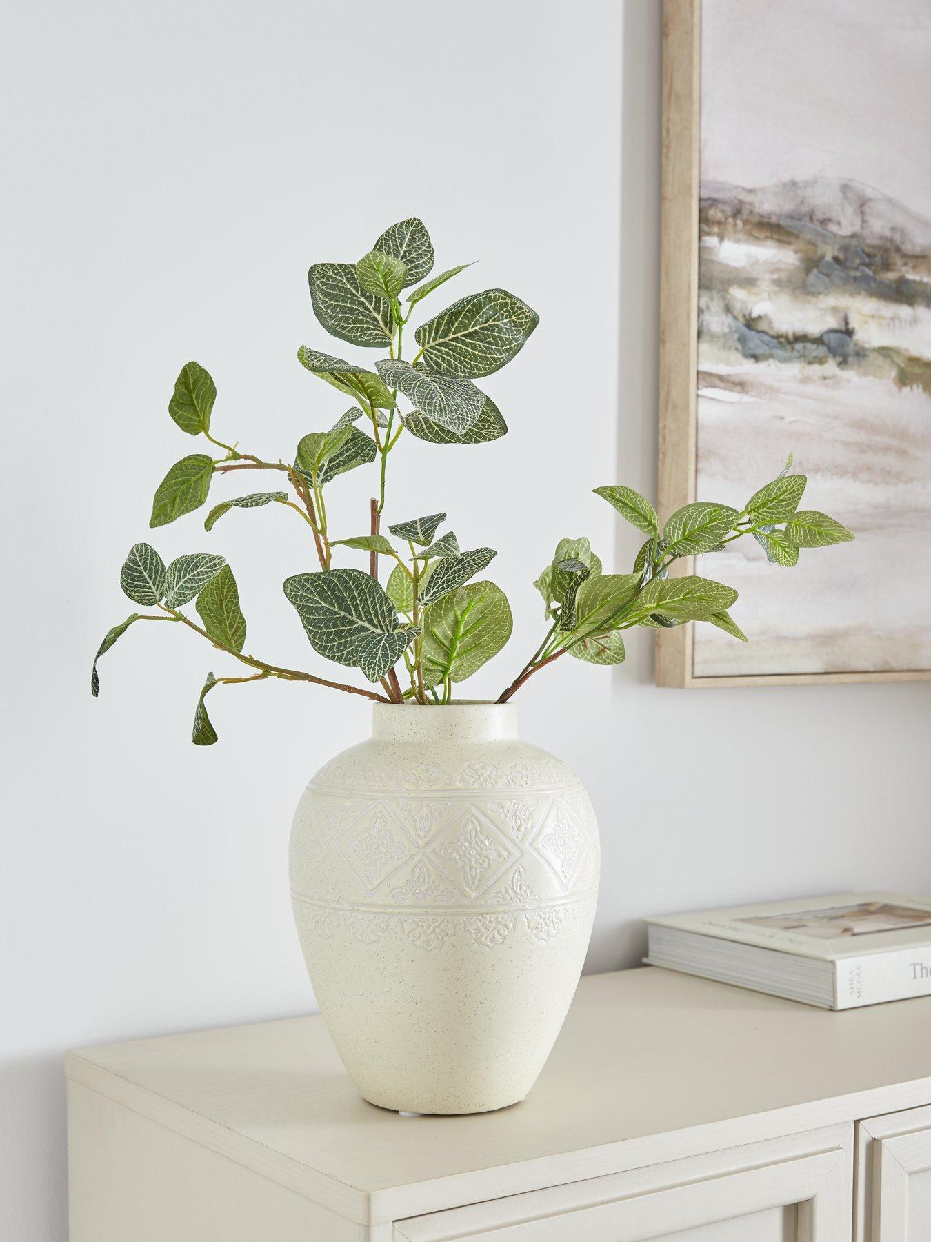 Product photograph of Very Home De-embossed Cream Vase from very.co.uk