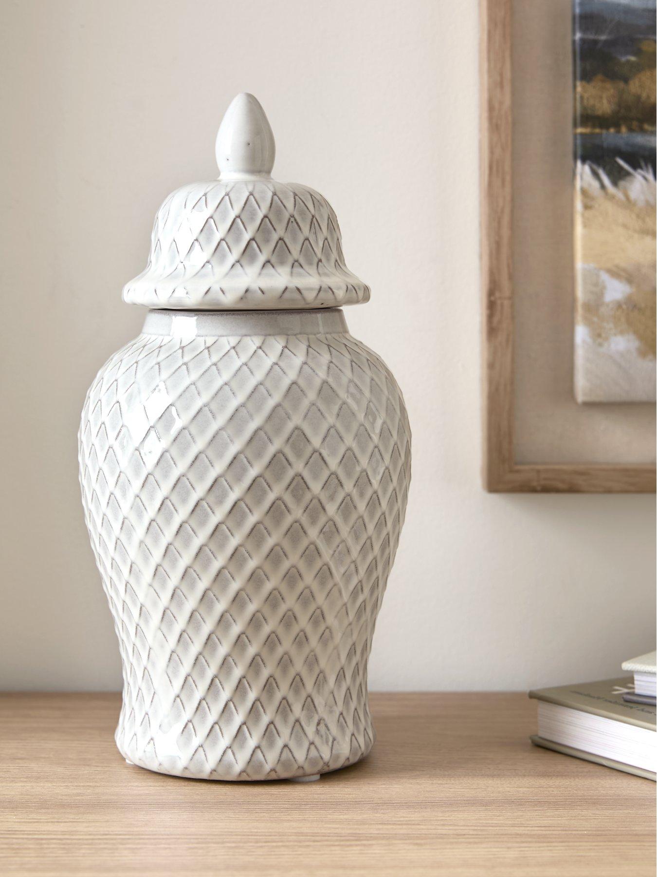undefined Cream Embossed Large Jar