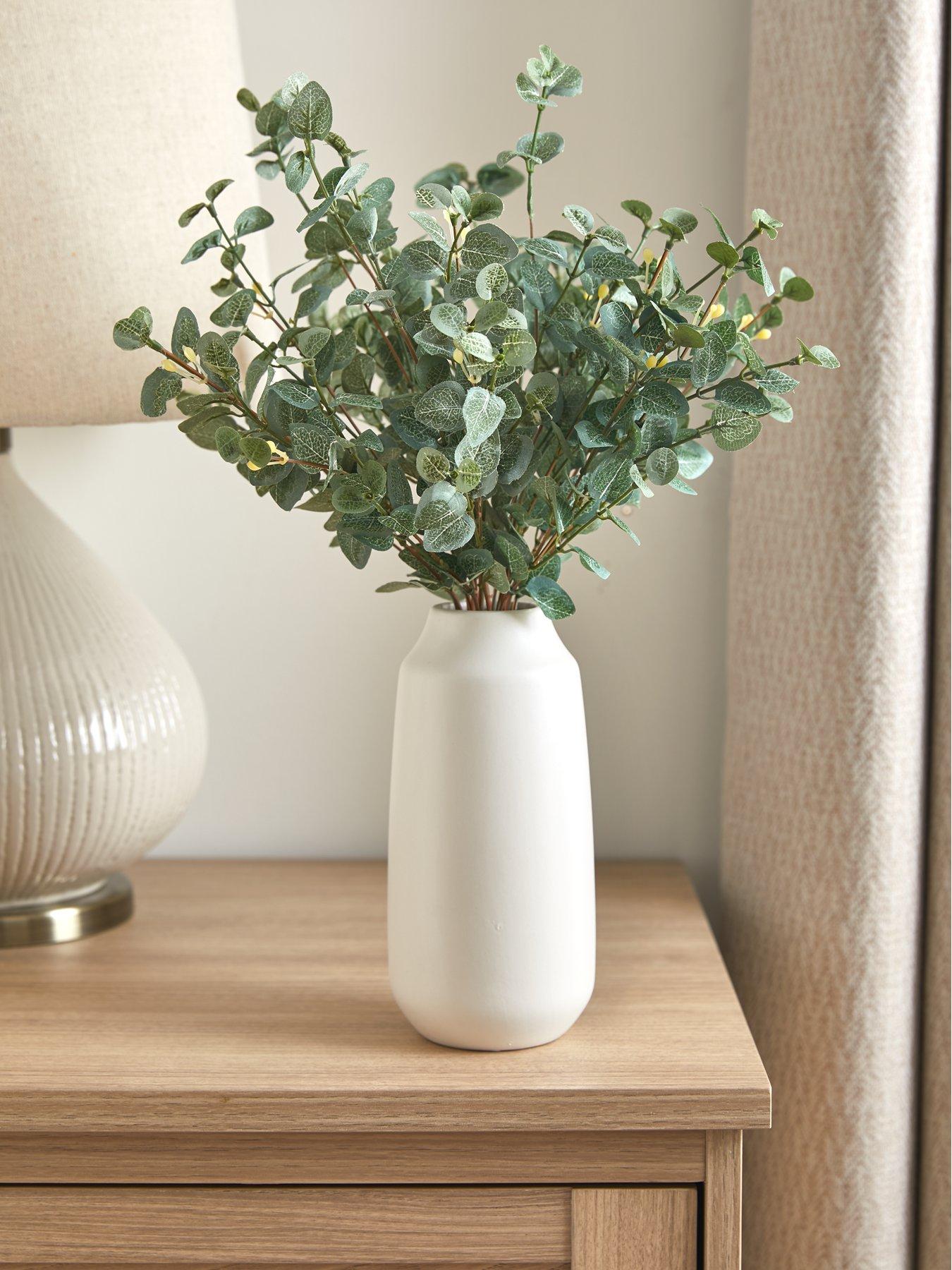 Product photograph of Very Home Eucalyptus In Cream Ridged Pot from very.co.uk