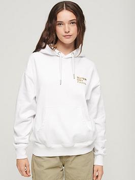 superdry sport luxe oversized hoodie - white, white, size 14, women