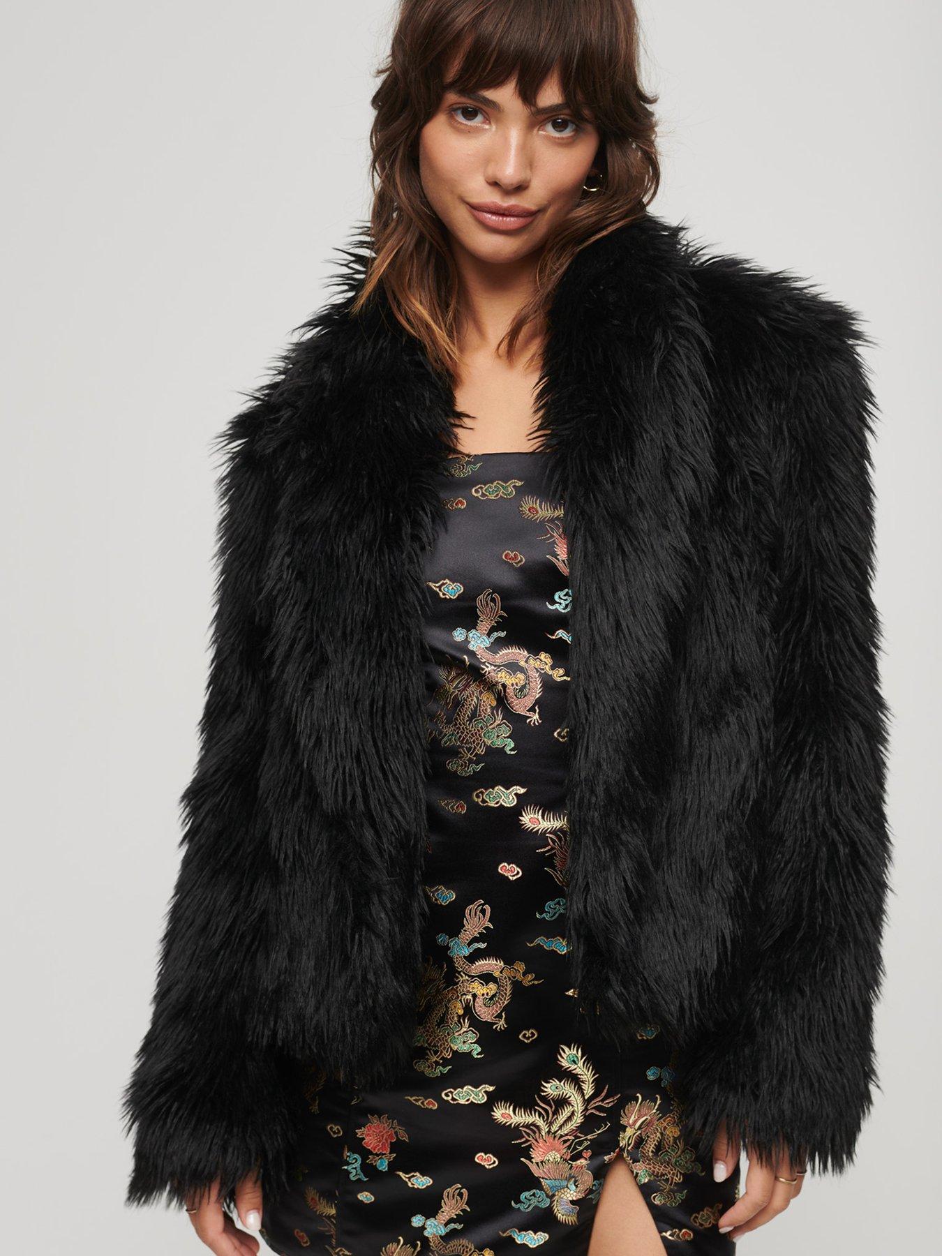 Faux fur coat outlet short black