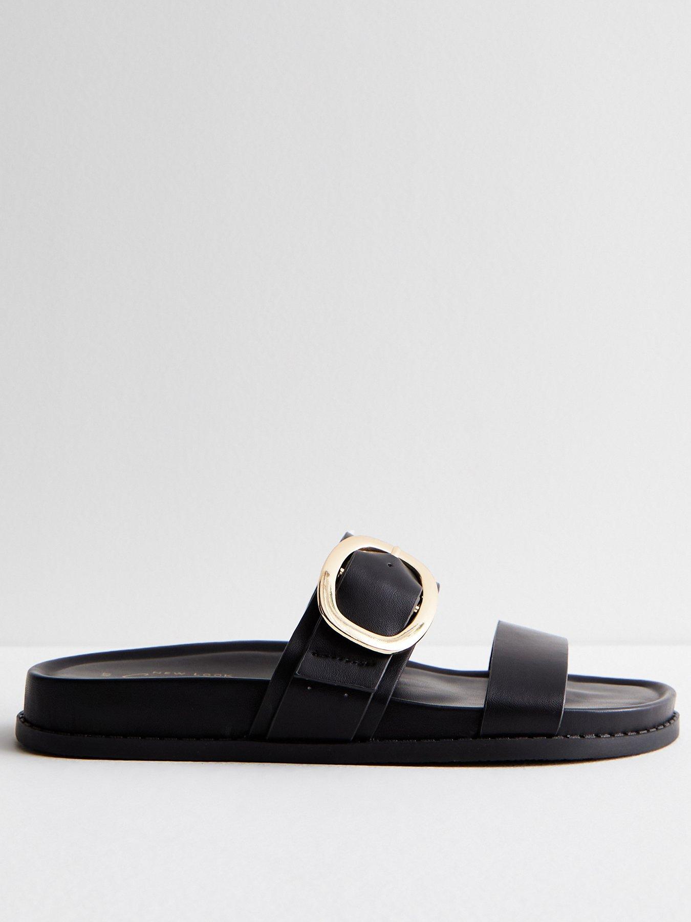 New Look Black Buckle Double Strap Sandals very