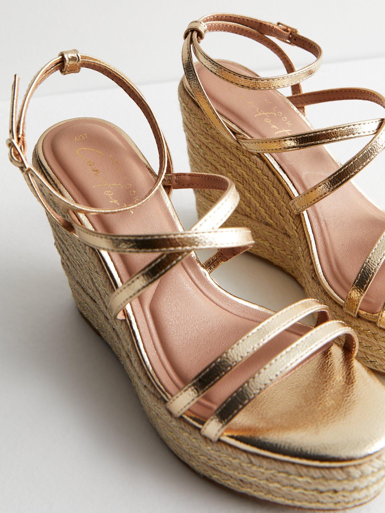 Gold wedge sandals uk online