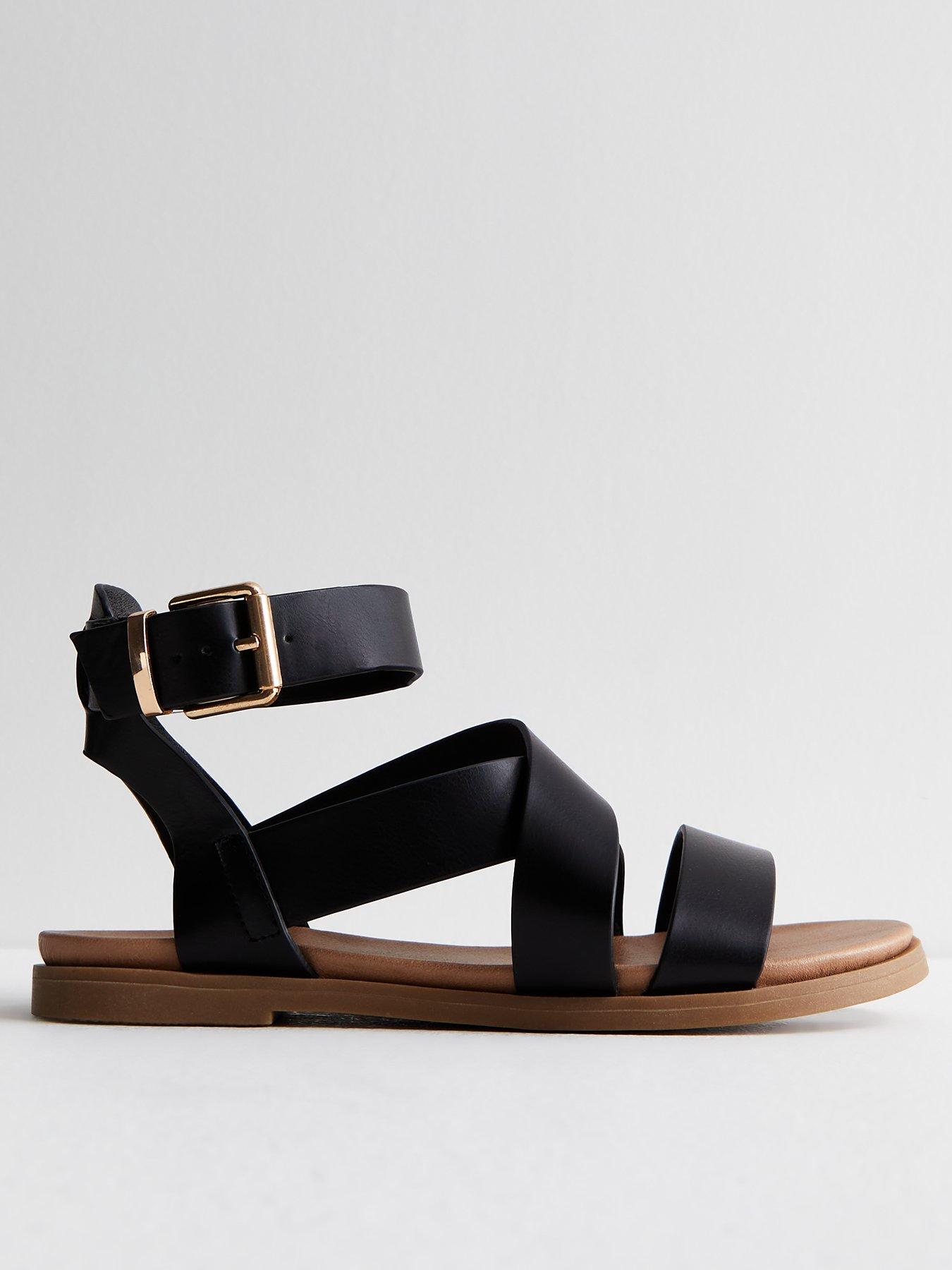 Black Cross strap Gladiator Sandals