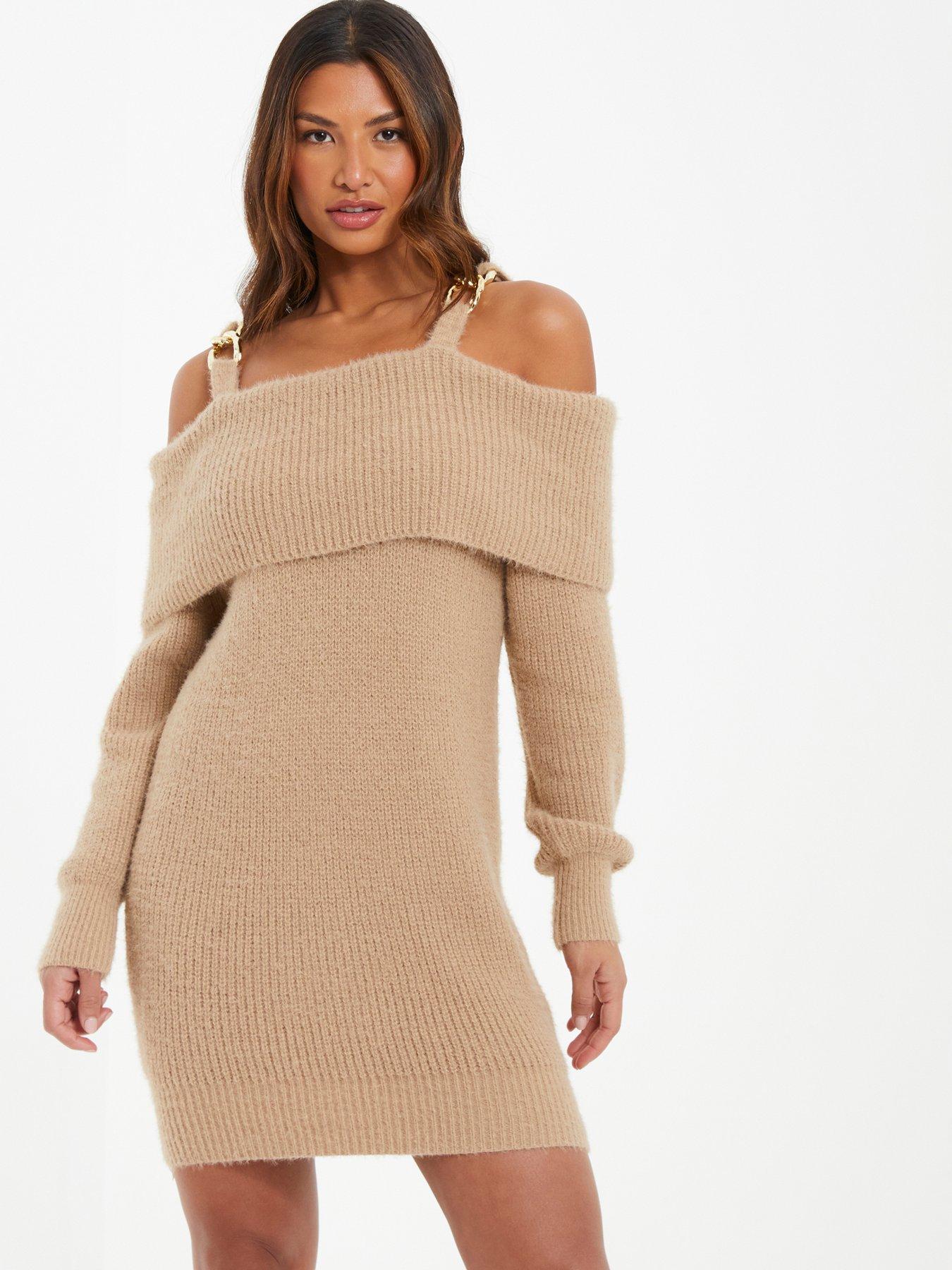 Cold shoulder knitted store dress