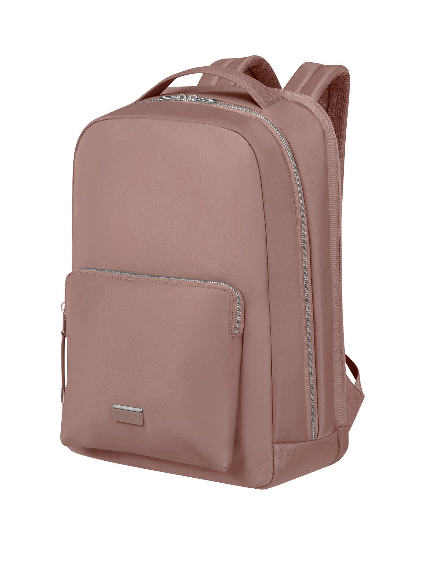 Pink leather laptop backpack hotsell