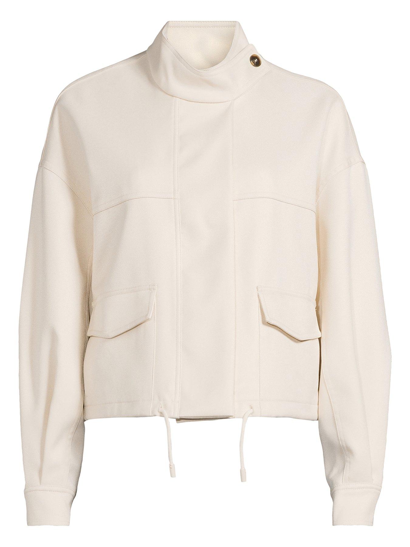 Michelle Keegan Cropped Trench Jacket - Cream | Very.co.uk