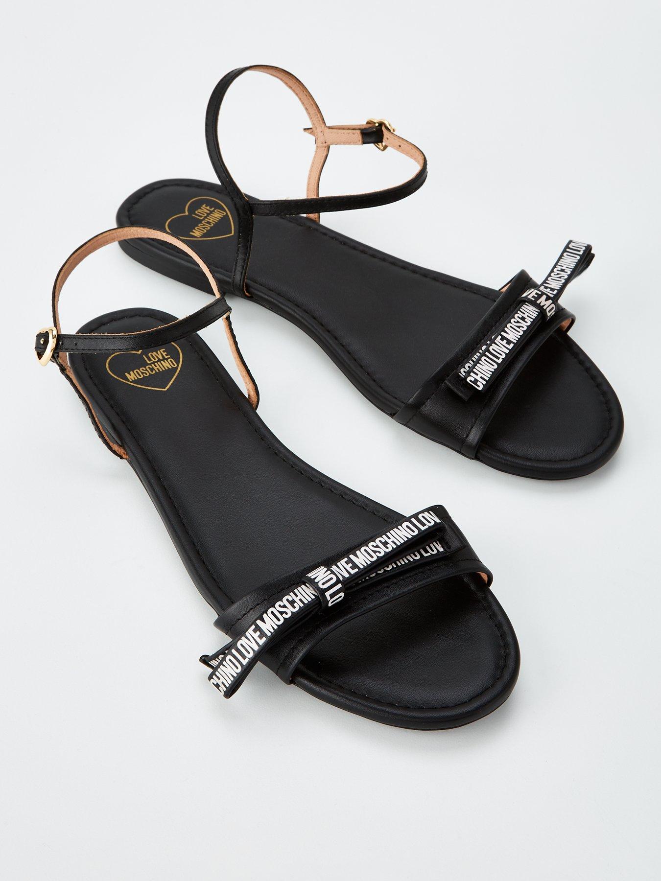 Bow Logo Sandals Black