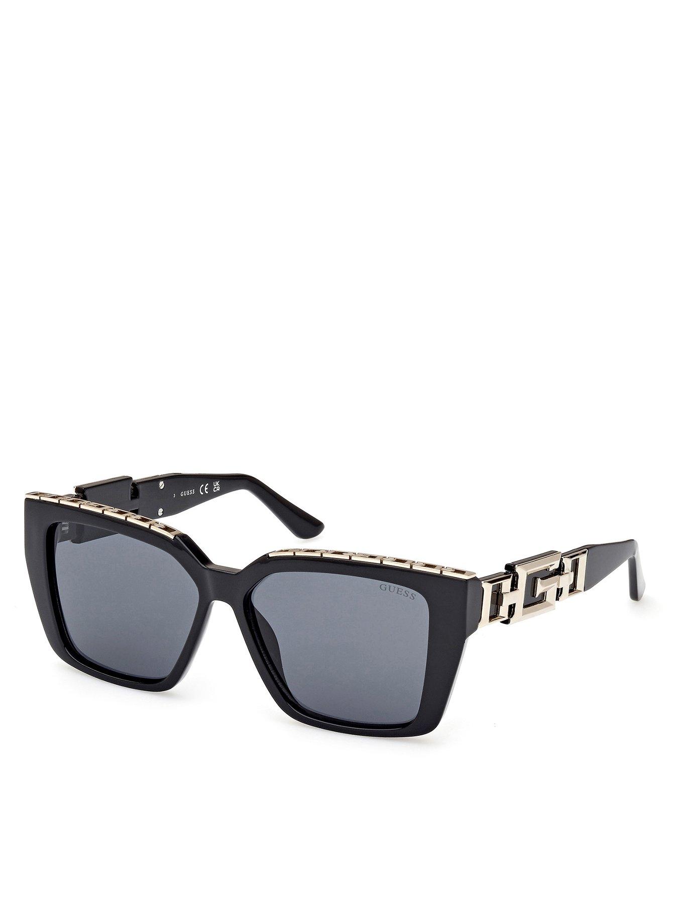 Guess Shiny Black Square Sunglasses | Very.co.uk