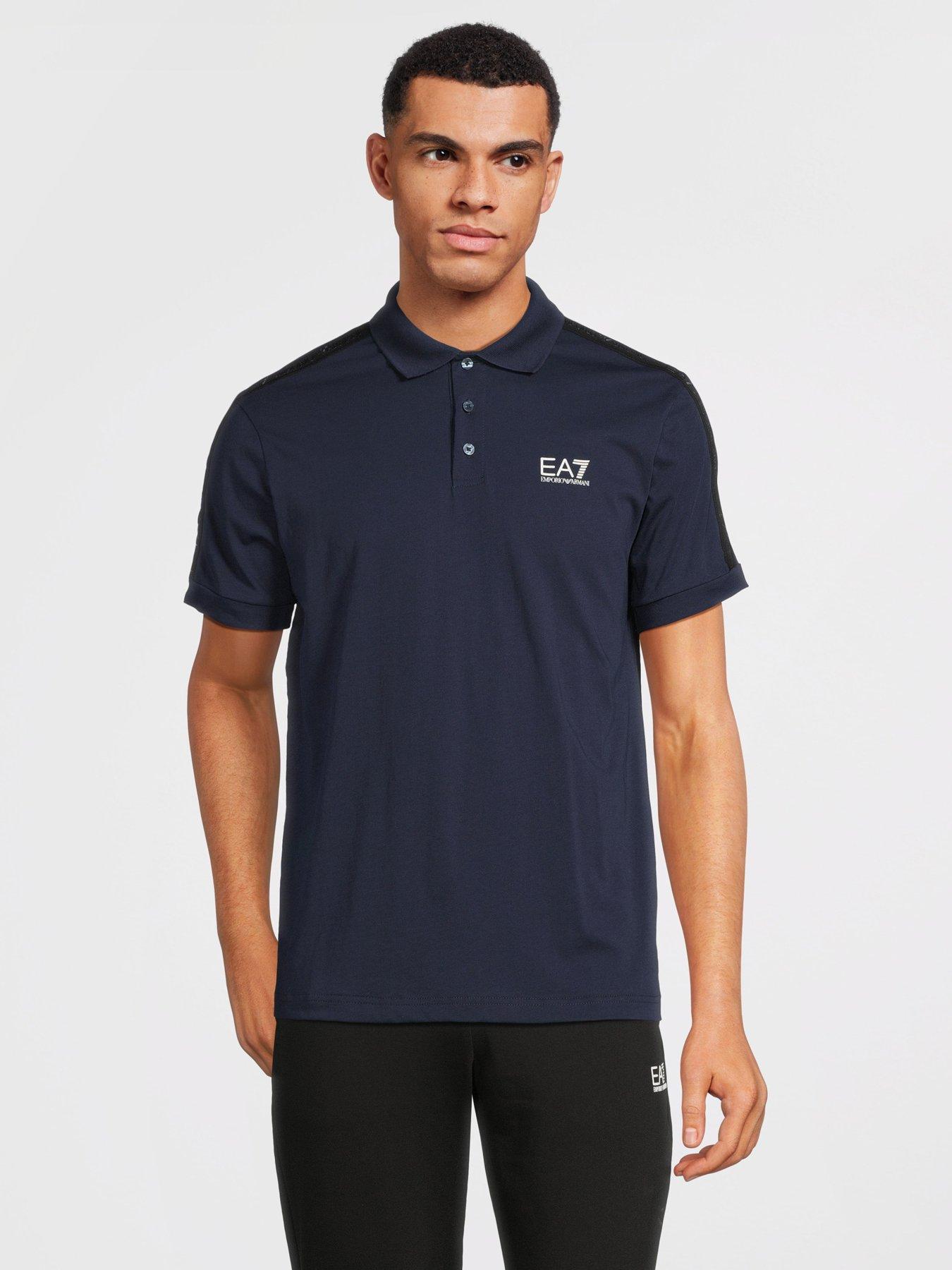 undefined Tape Logo Short Sleeve Polo Shirt - Navy