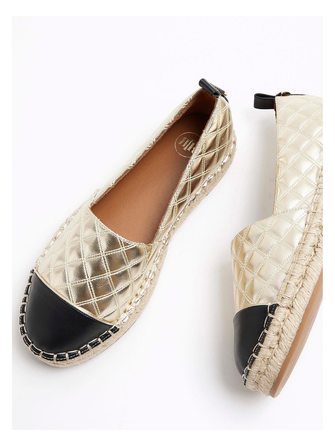 River Island Quilted Espadrille Gold Very