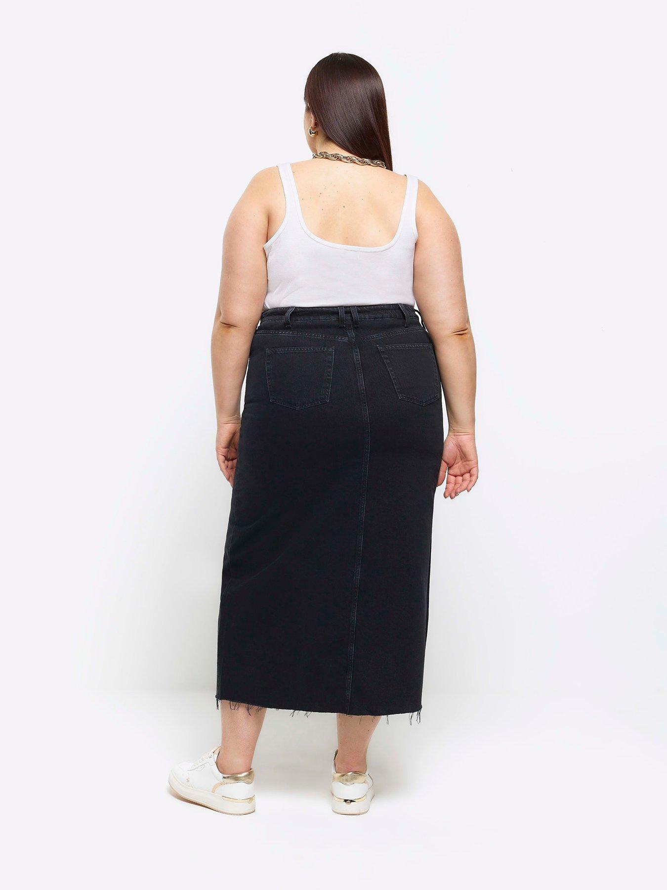 Maxi denim skirt top plus size uk