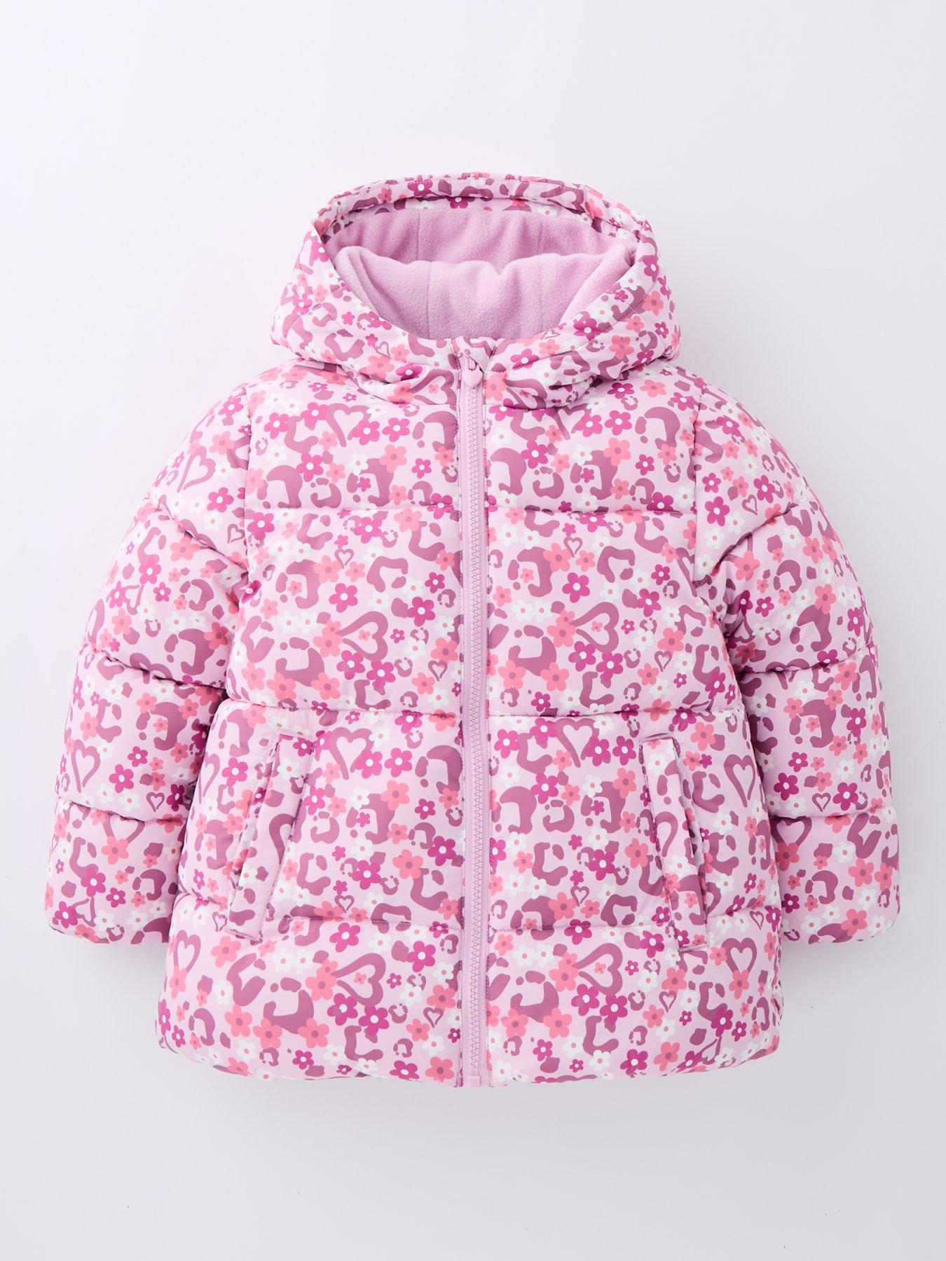 Girls Floral Padded Coat