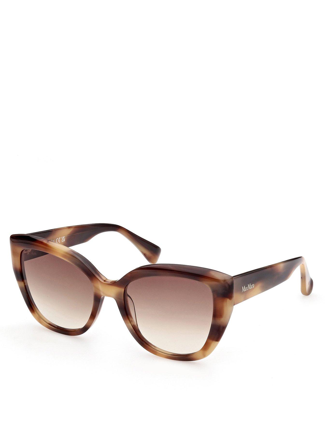 undefined Maxmara Shiny Dark Brown / Gradient Brown Acetate Sunglasses