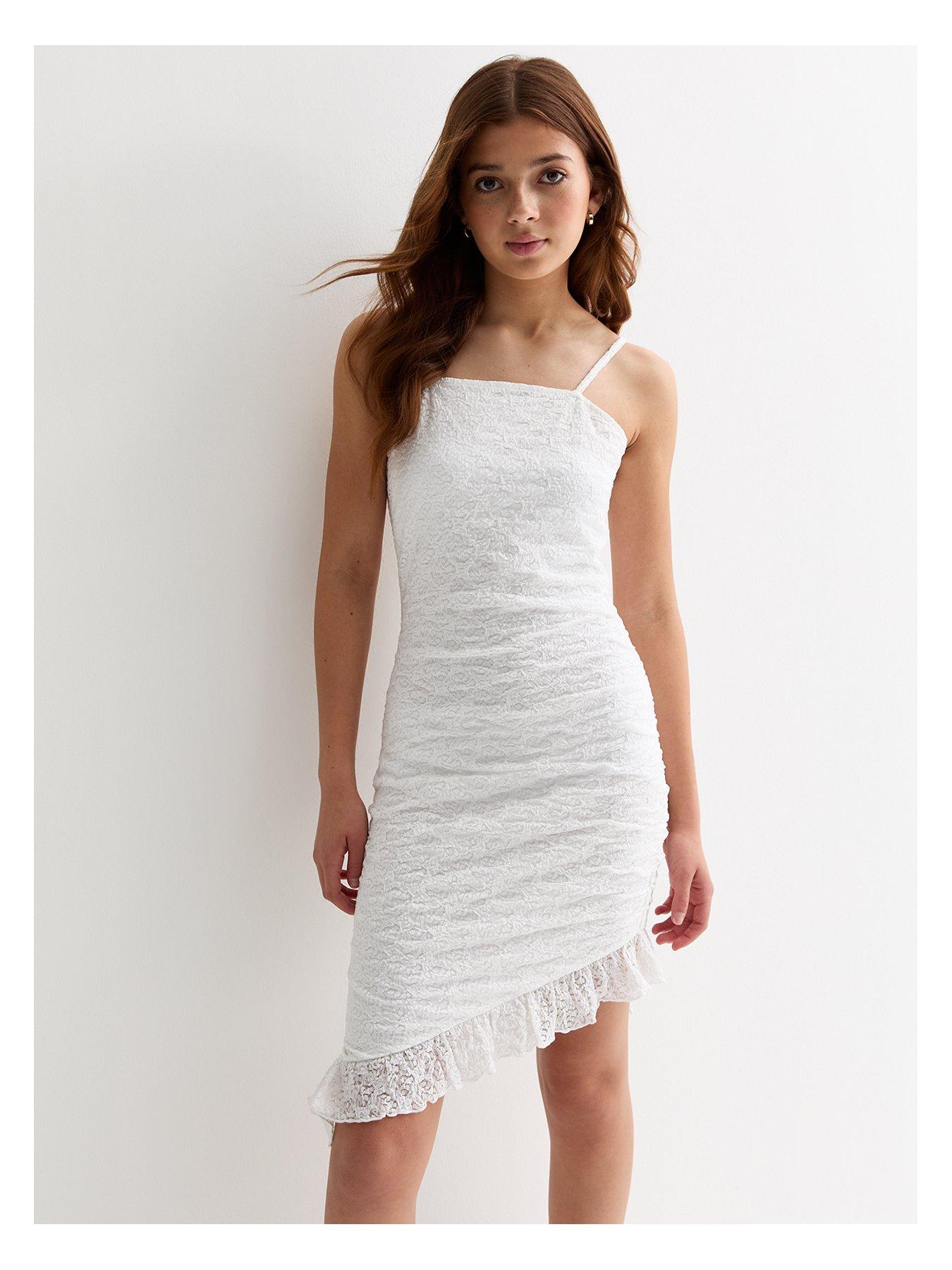 New Look 915 Girls White Textured Lace Mini Dress Very