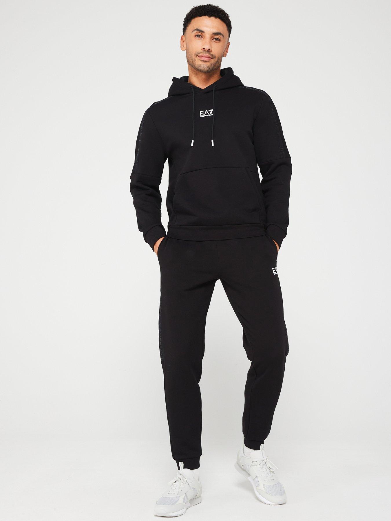 EA7 Emporio Armani Tape Logo Series Overhead Hoodie - Black | Very.co.uk