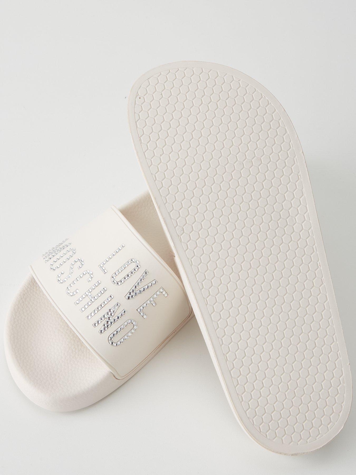 Image 5 of 6 of LOVE MOSCHINO Crystal Logo Sliders - White
