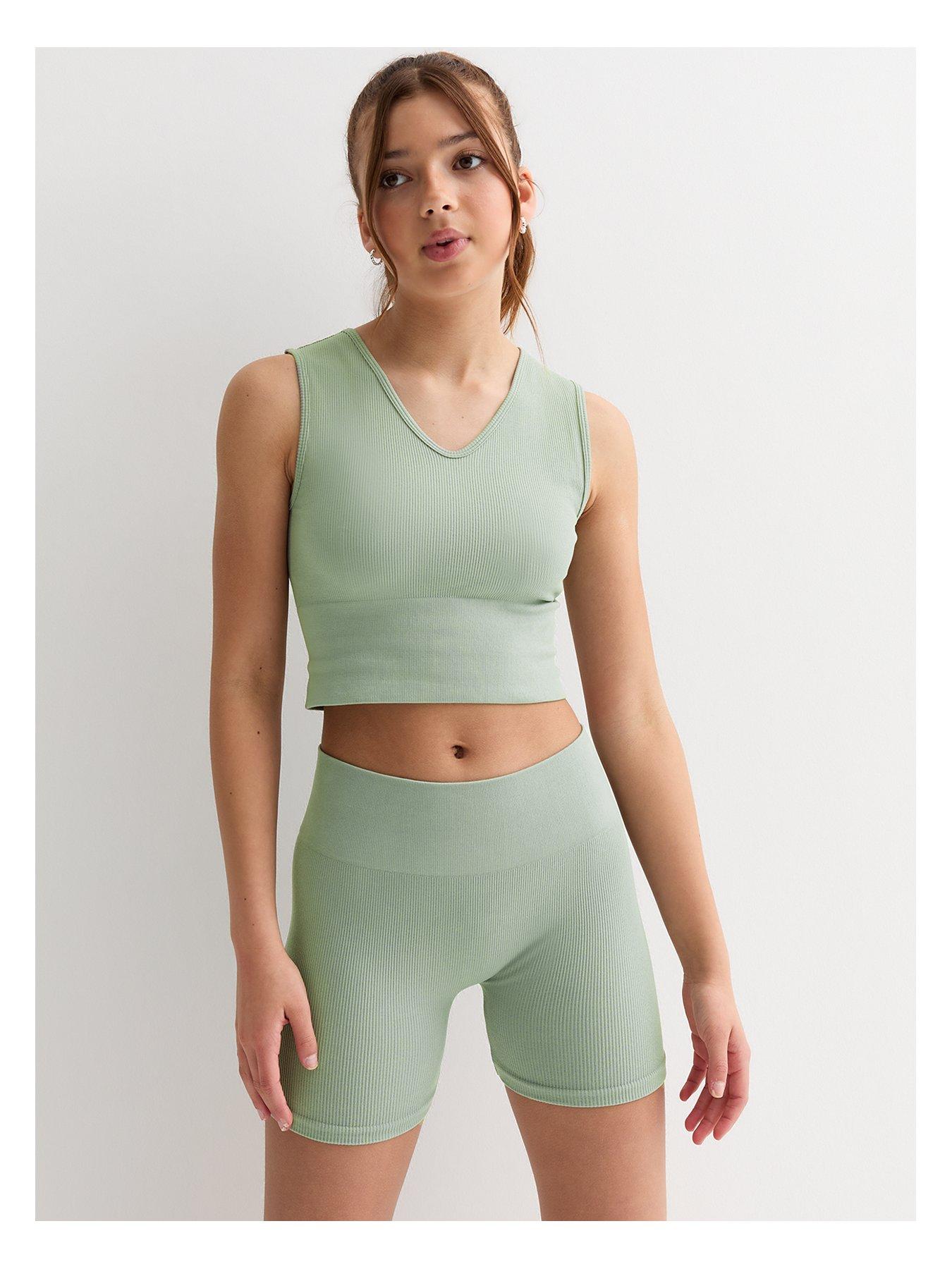 New Look 915 Girls Olive Ribbed Cycling Shorts Very
