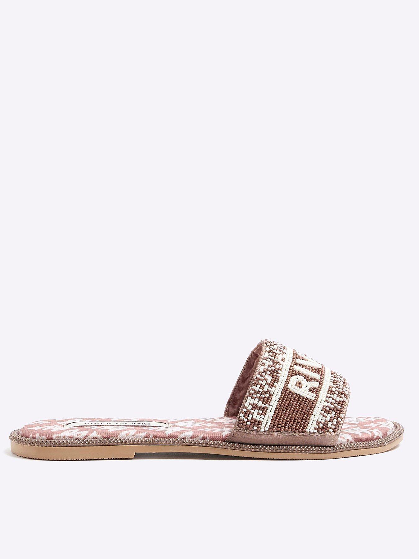 Faux Leather Flip Flop Sandals | Boohoo UK