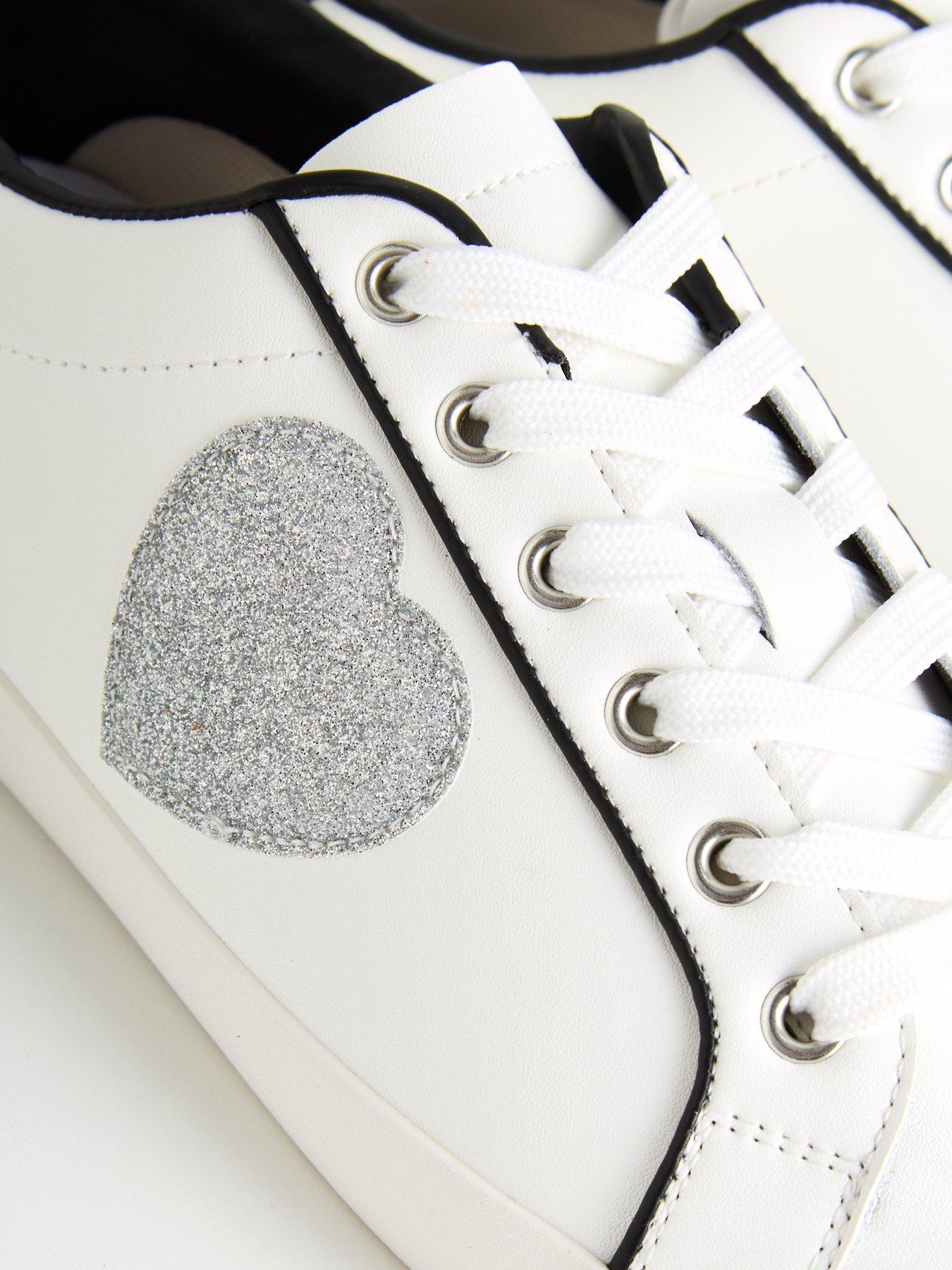 LOVE MOSCHINO Glitter Heart Sneakers White Very