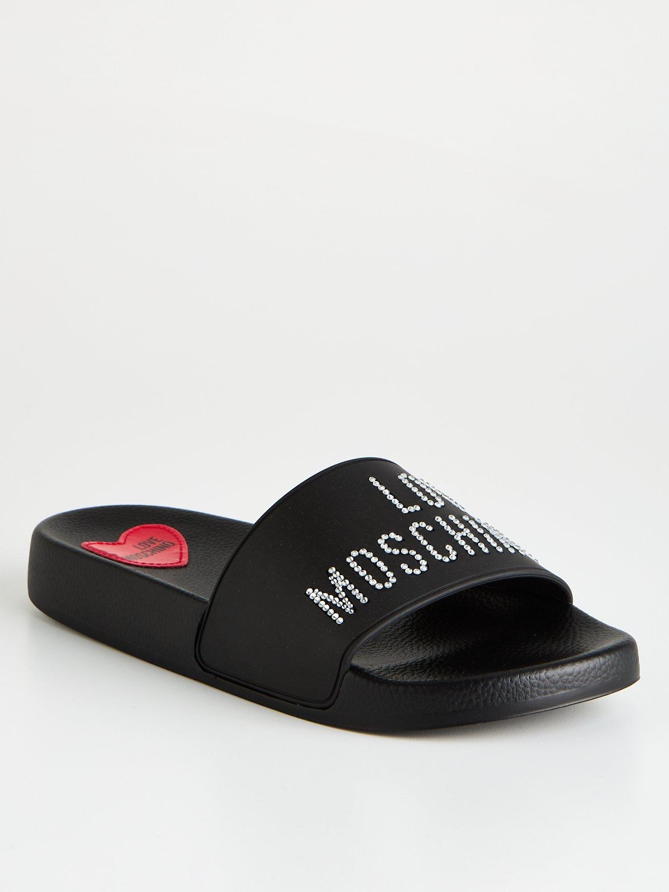 LOVE MOSCHINO Logo Sliders - Black
