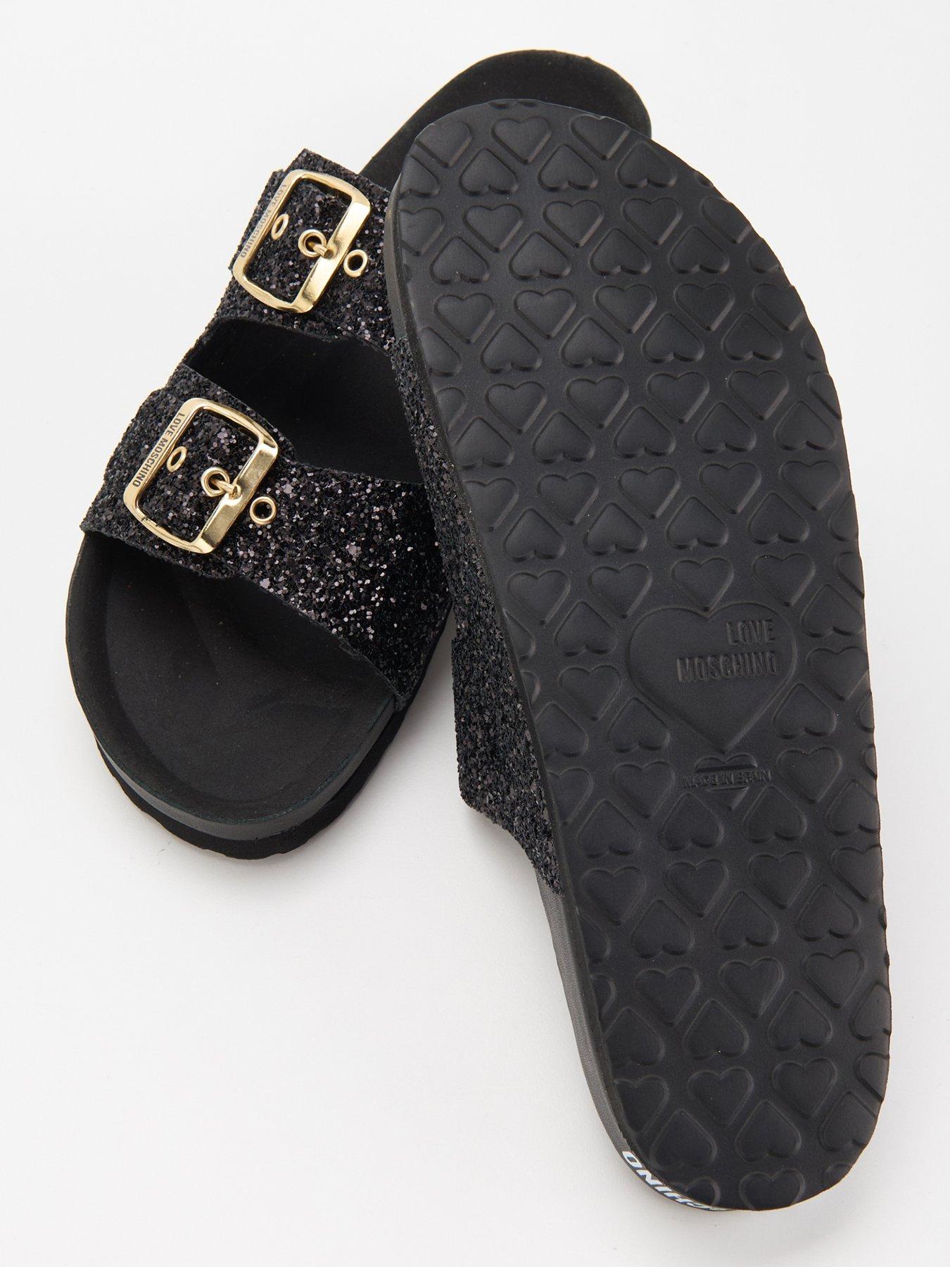 Black glitter sandals uk clearance
