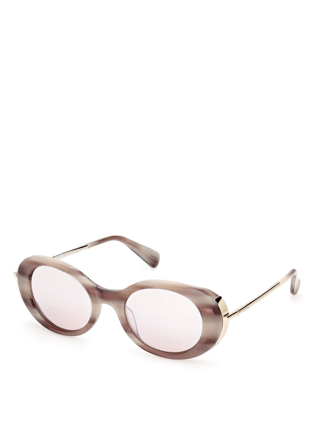 undefined Beige Horn Round Sunglasses