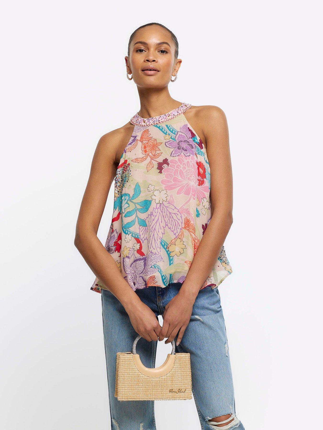 River Island Heavily Embellished Cami Top