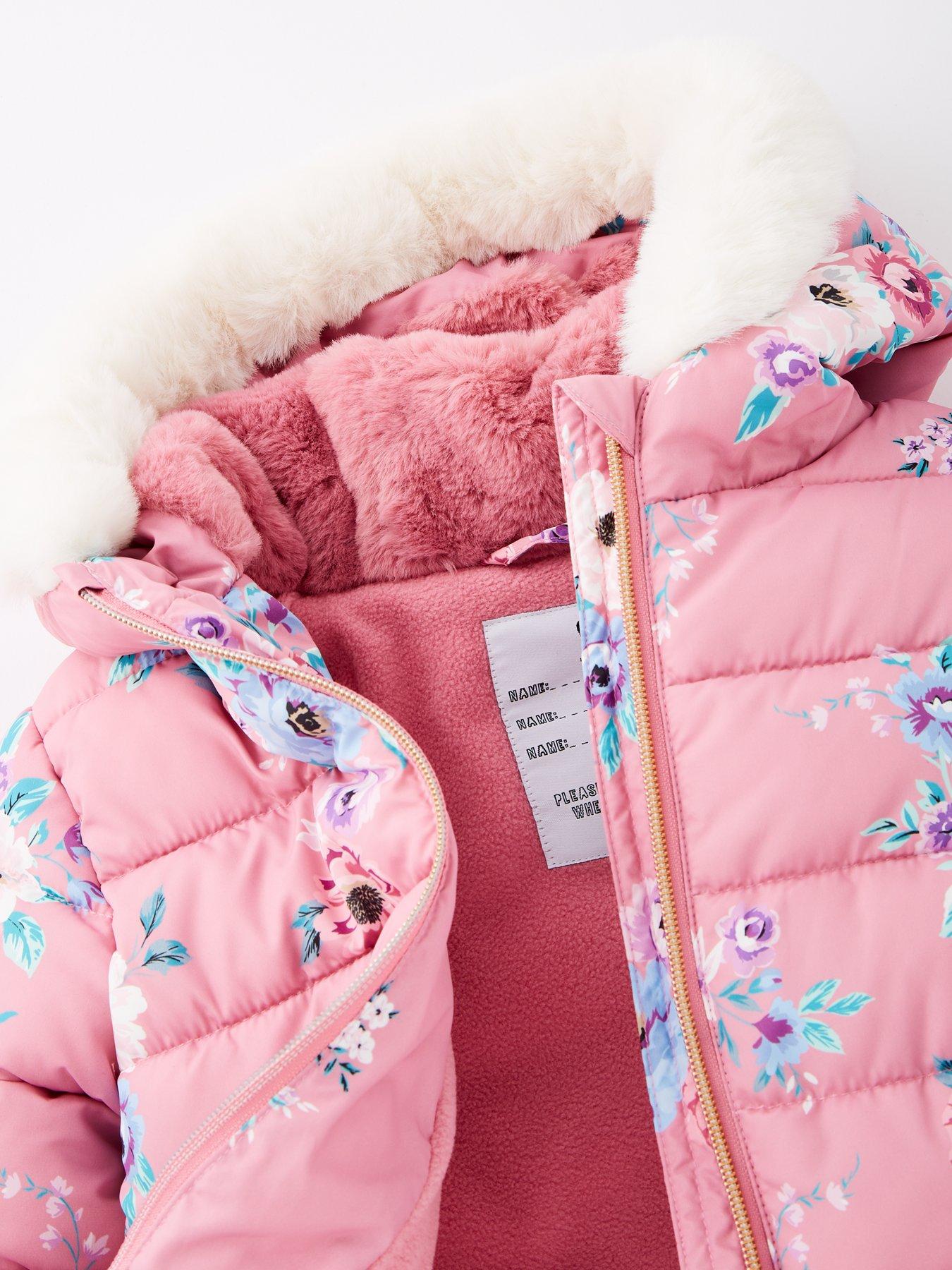 Girls Floral Peplem Padded Coat