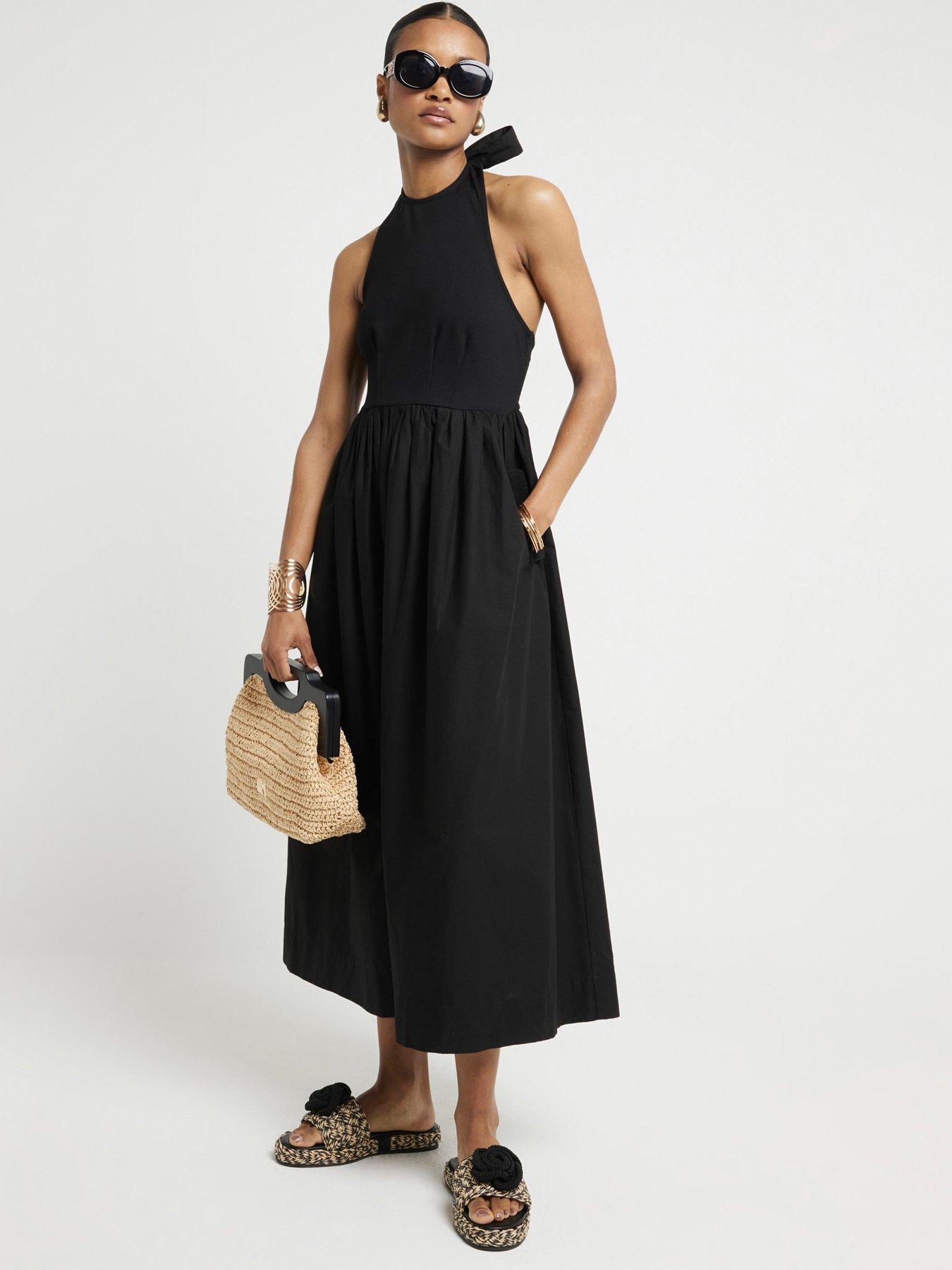 River Island Hybrid Midi Dress - Black