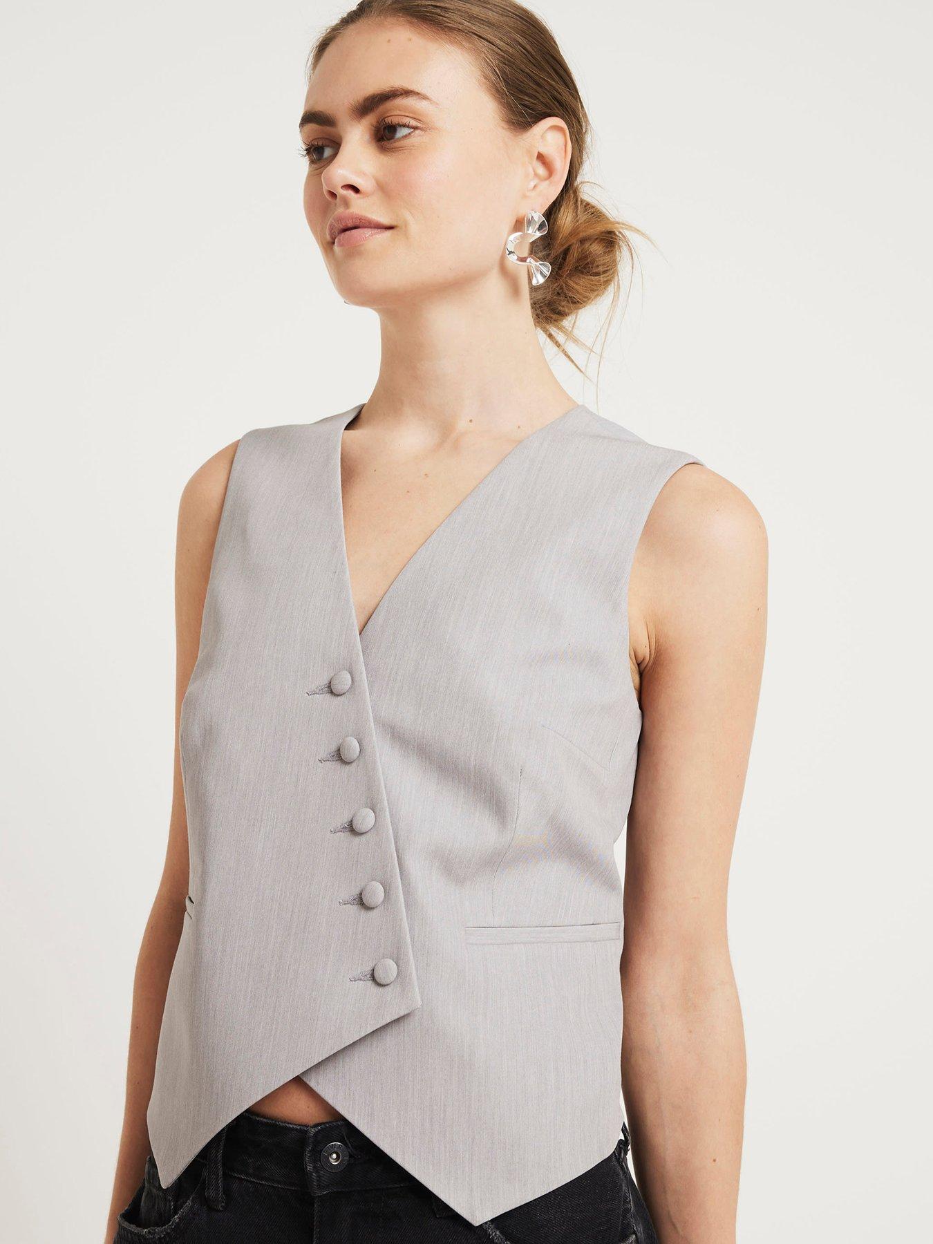 River Island Asymmetric Waistcoat - Grey | Very.co.uk