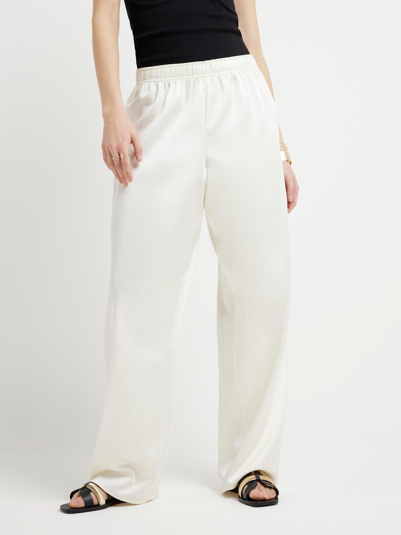 Cream Elasticated Waist Trousers